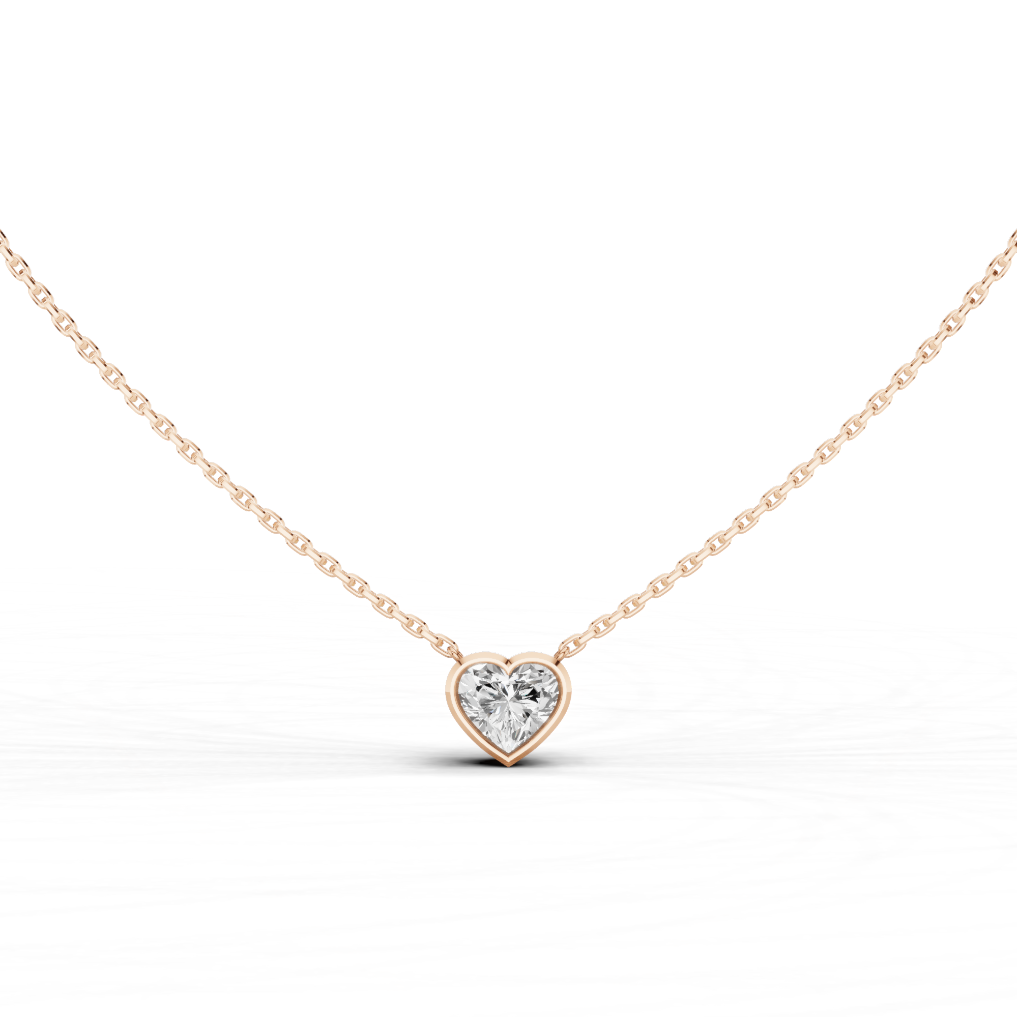 Bezel Set Heart Necklace 1 CT