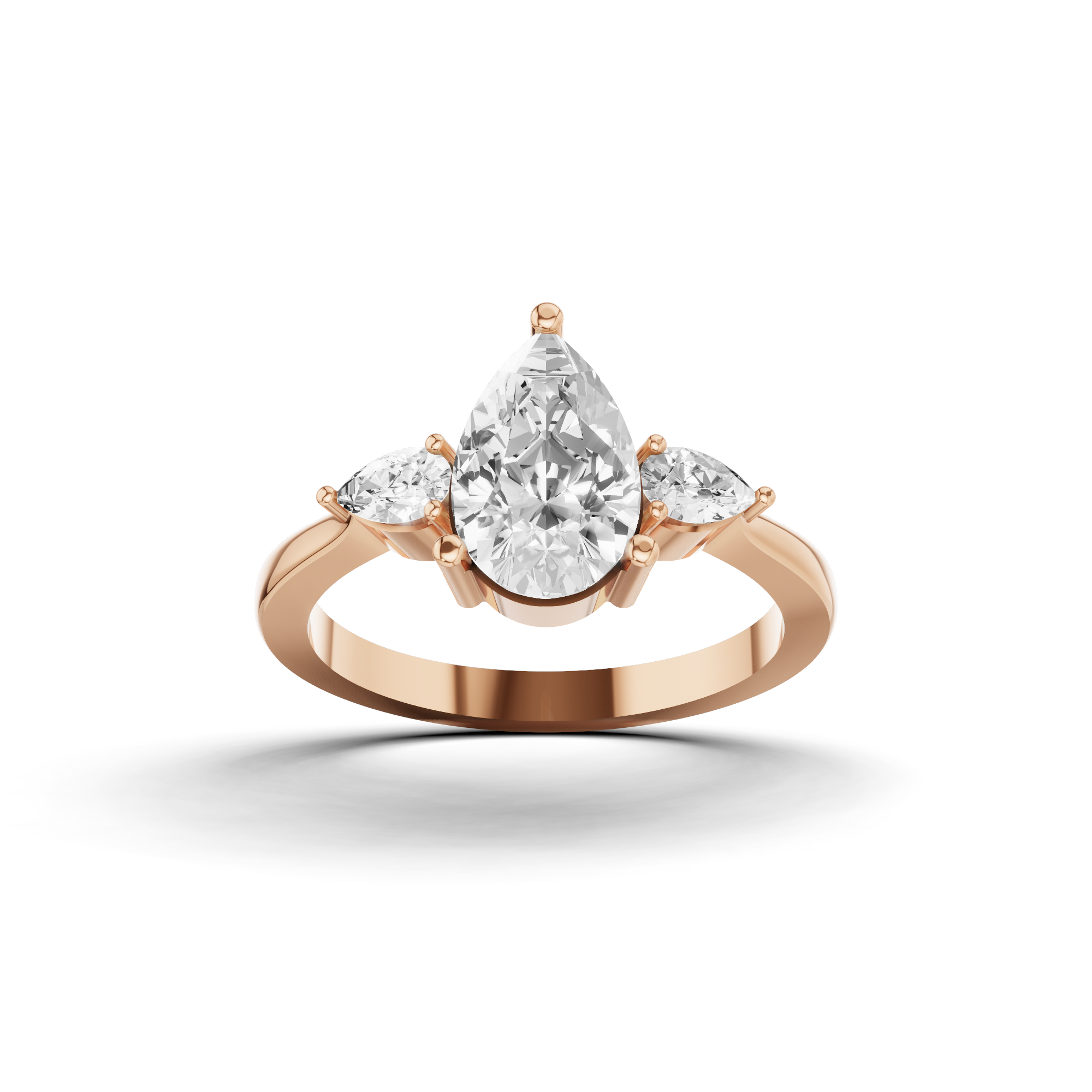 Three-stone Pear Engagement Ring