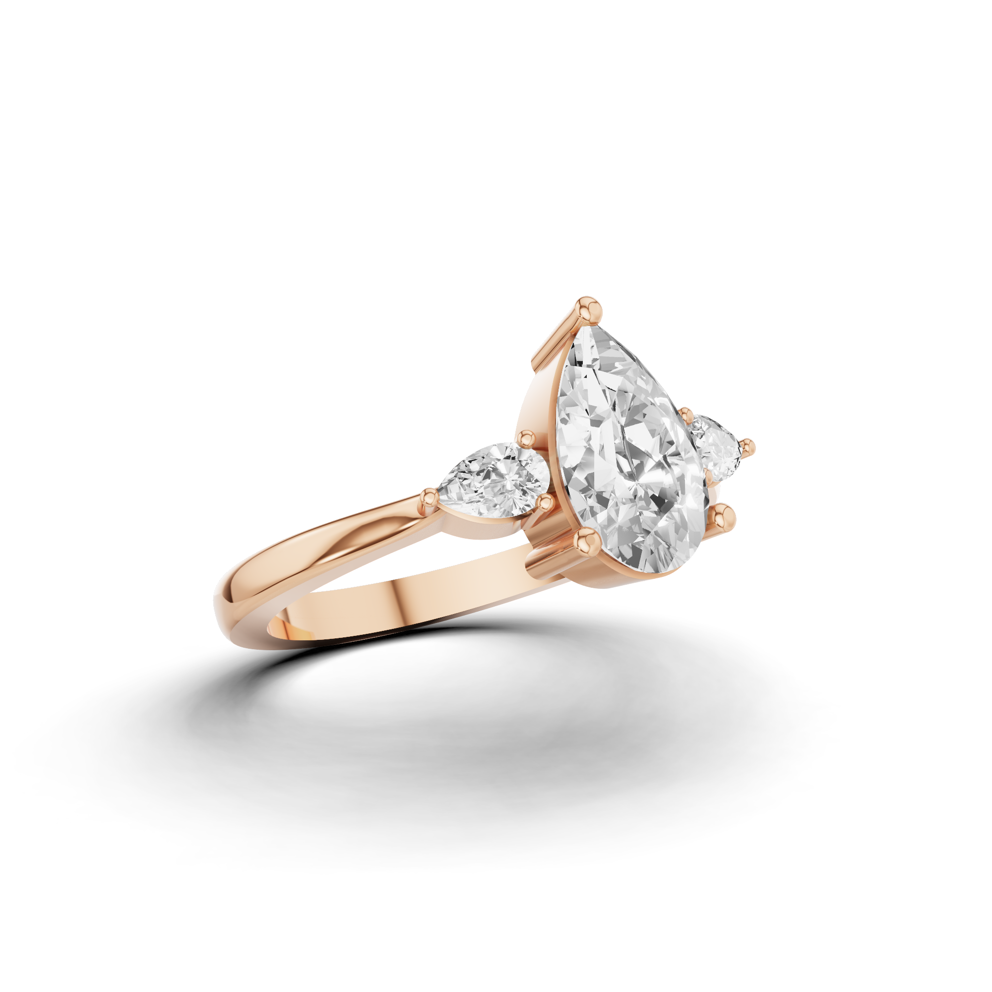 Three-stone Pear Engagement Ring