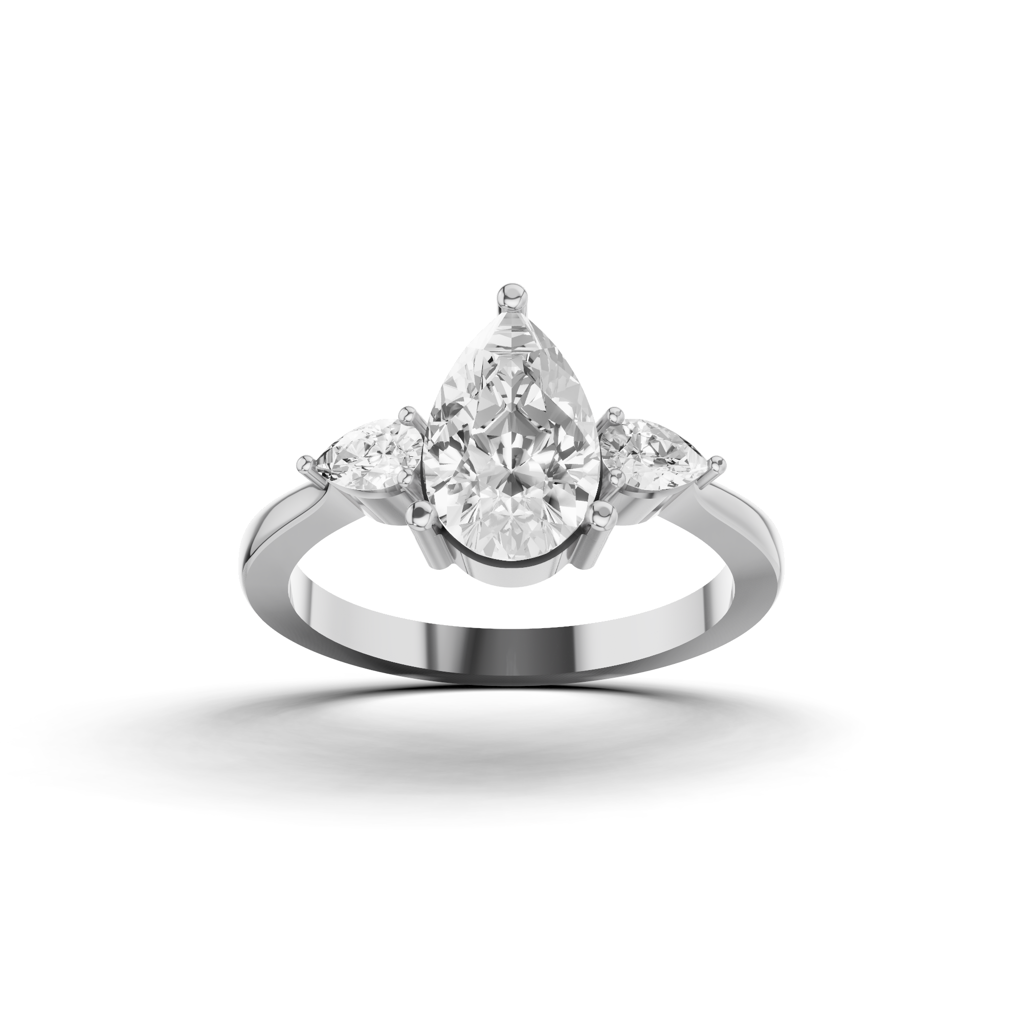 Three-stone Pear Engagement Ring