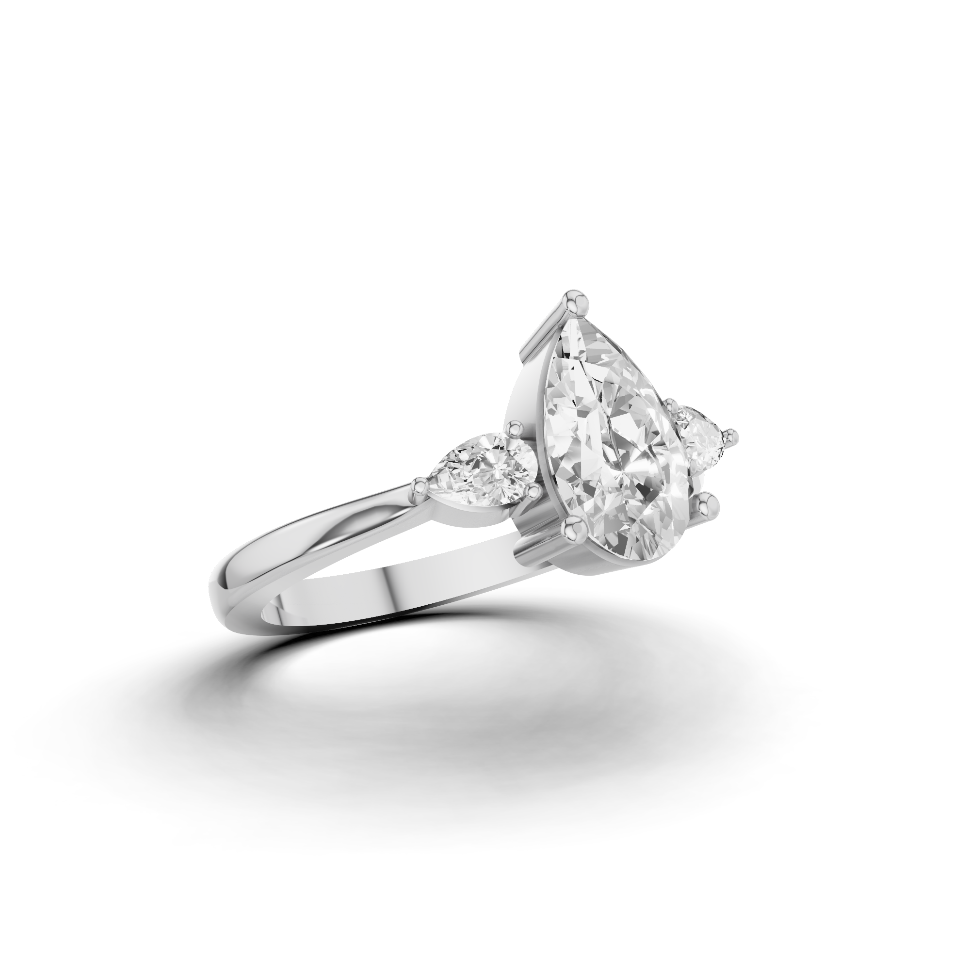 Three-stone Pear Engagement Ring