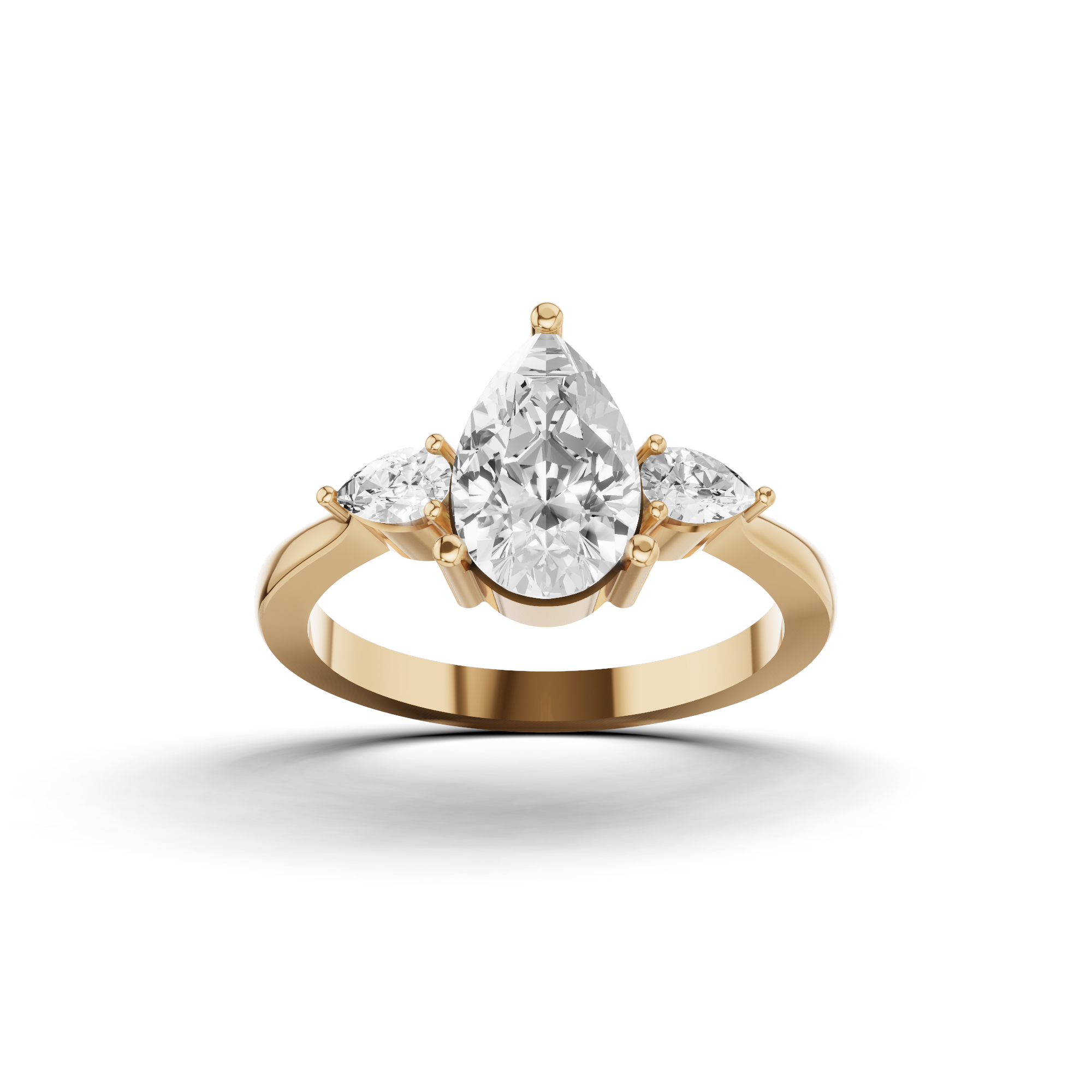 Three-stone Pear Engagement Ring