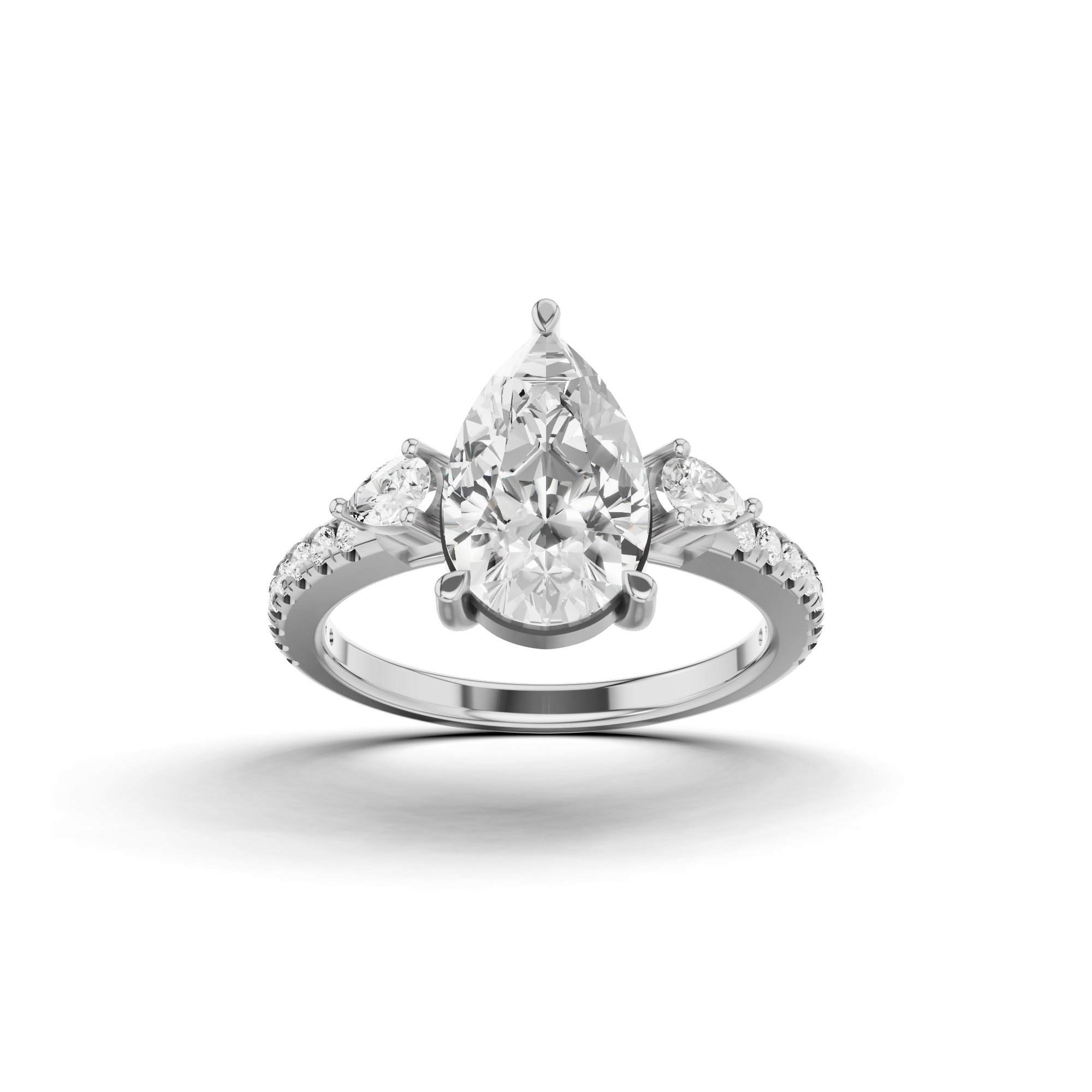 Accented Pear Engagement Ring