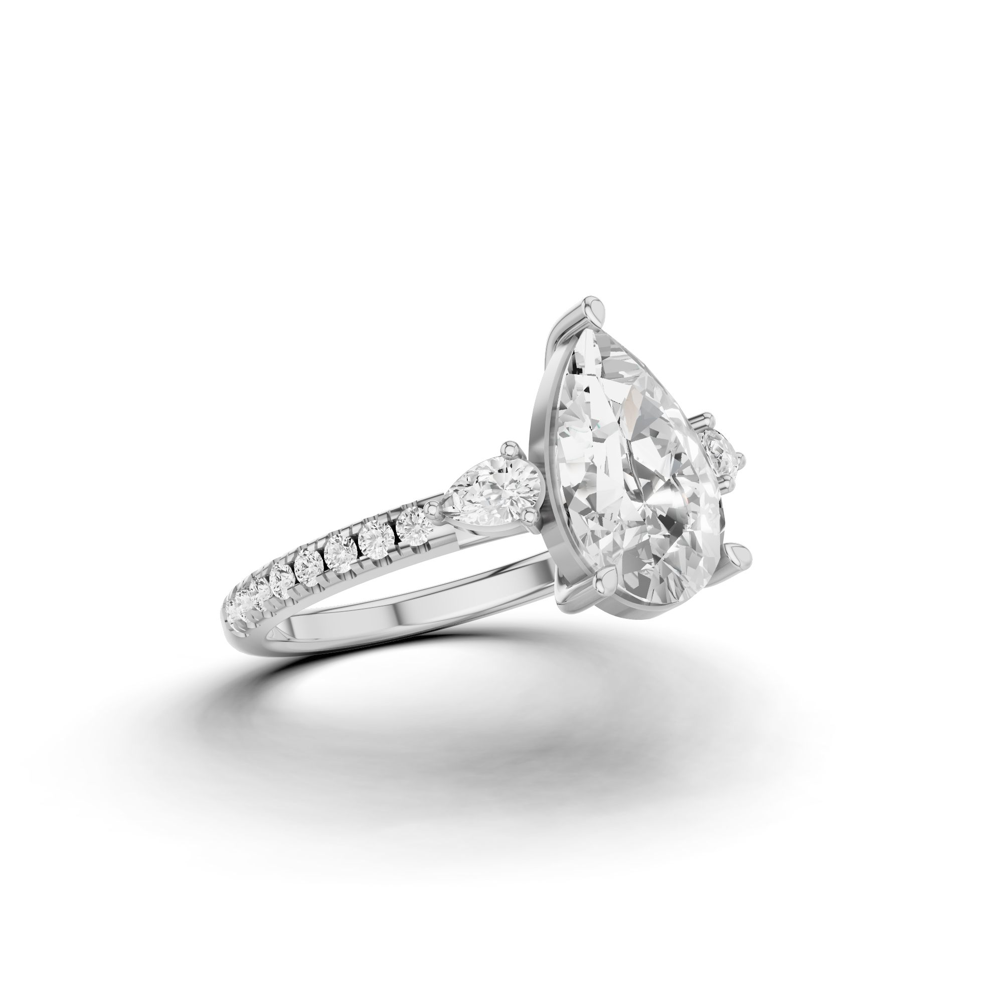 Accented Pear Engagement Ring