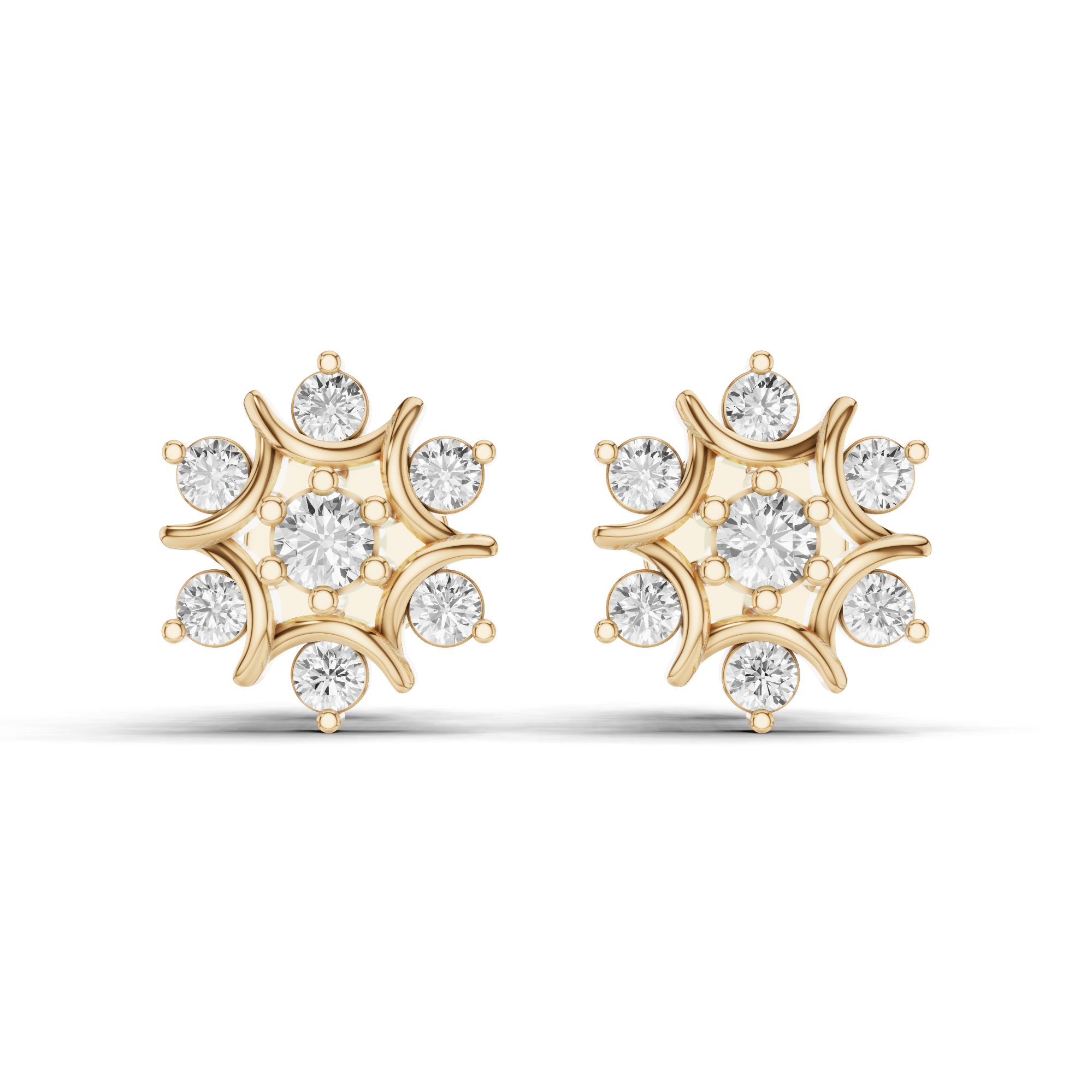 Floral Cluster Stud Earrings 0.50 CT