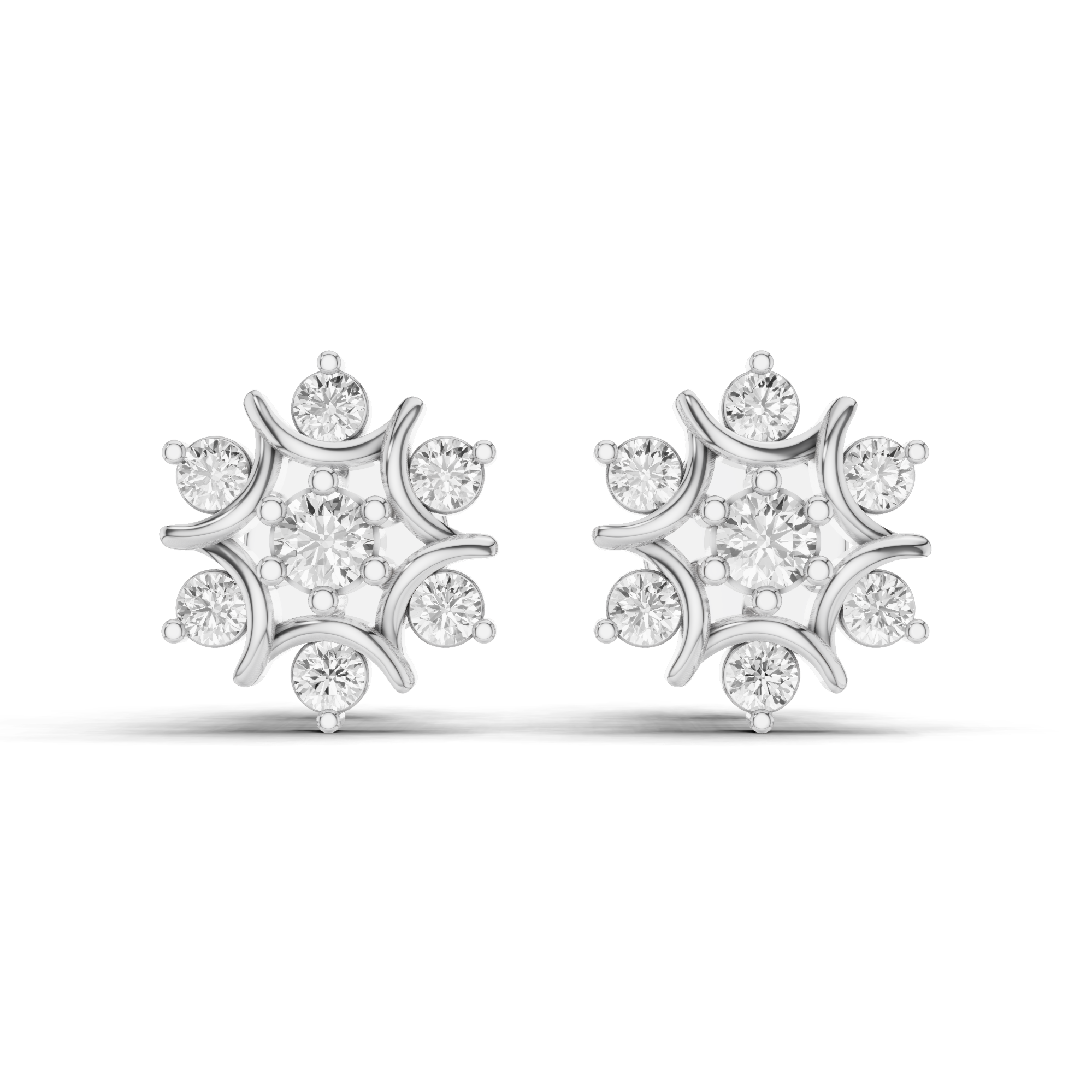 Floral Cluster Stud Earrings 0.50 CT