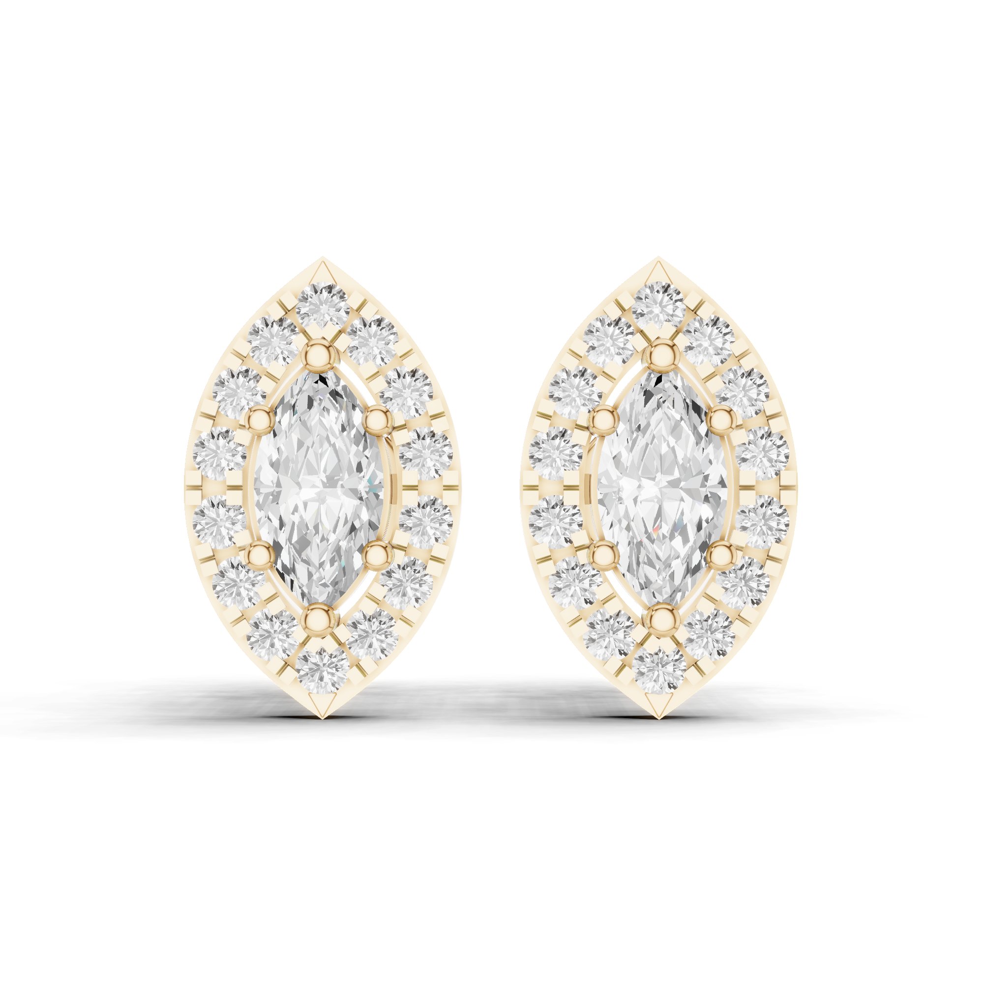 Marquise Halo Stud Earrings