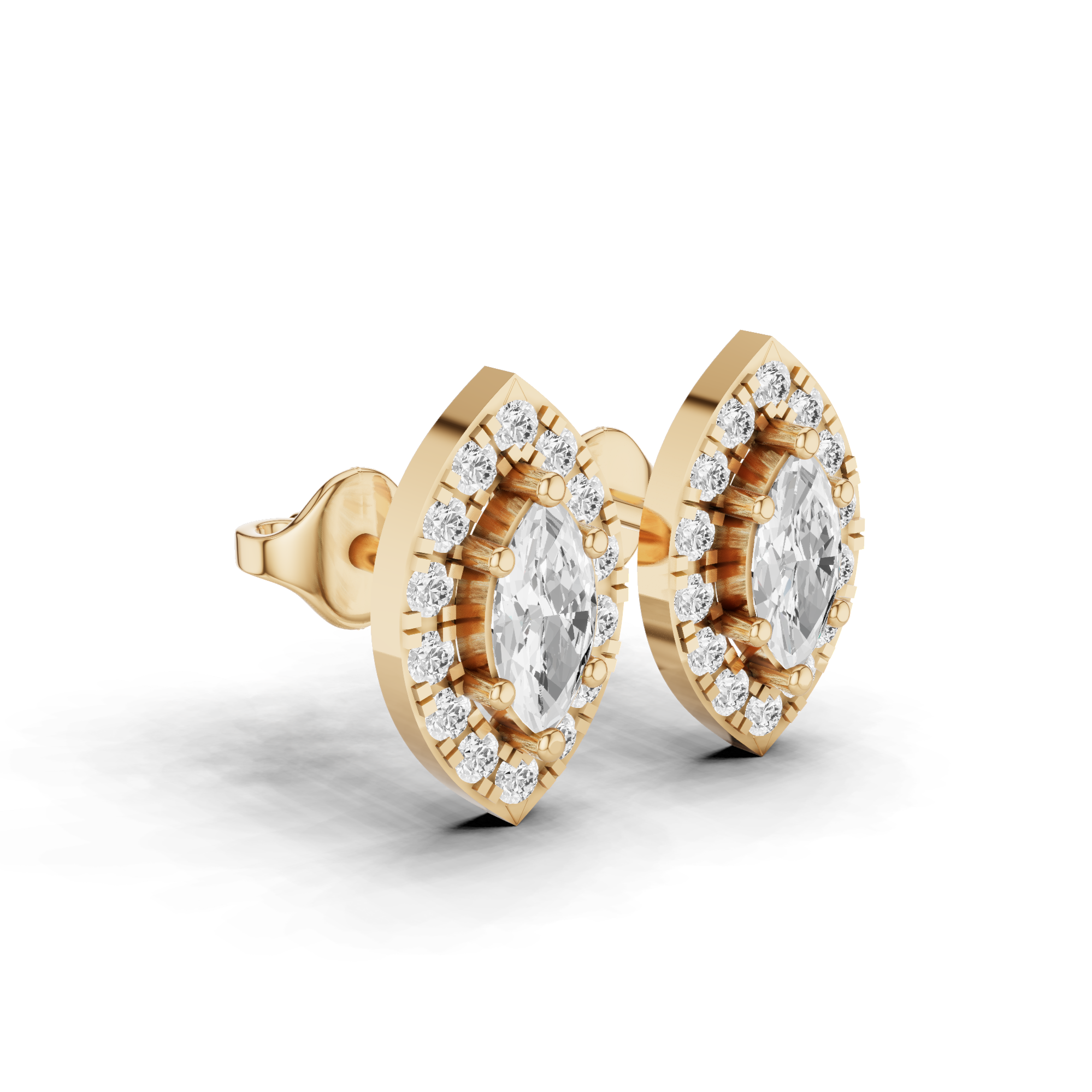 Marquise Halo Stud Earrings