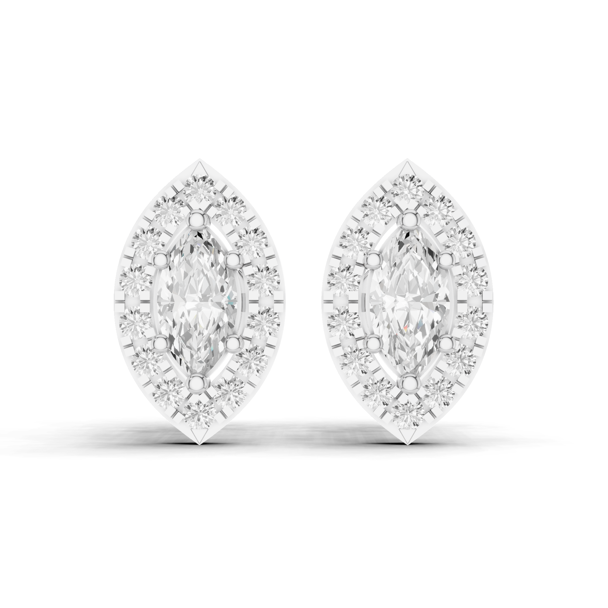 Marquise Halo Stud Earrings