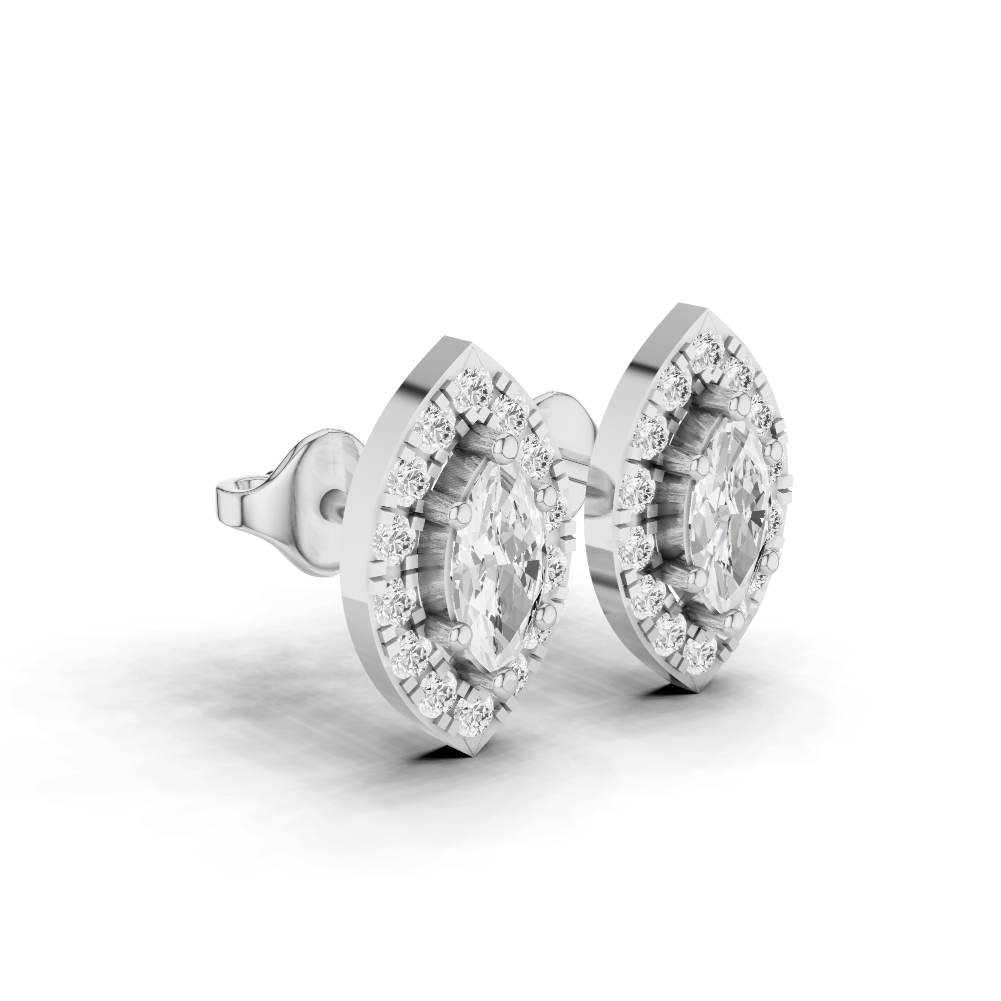 Marquise Halo Stud Earrings