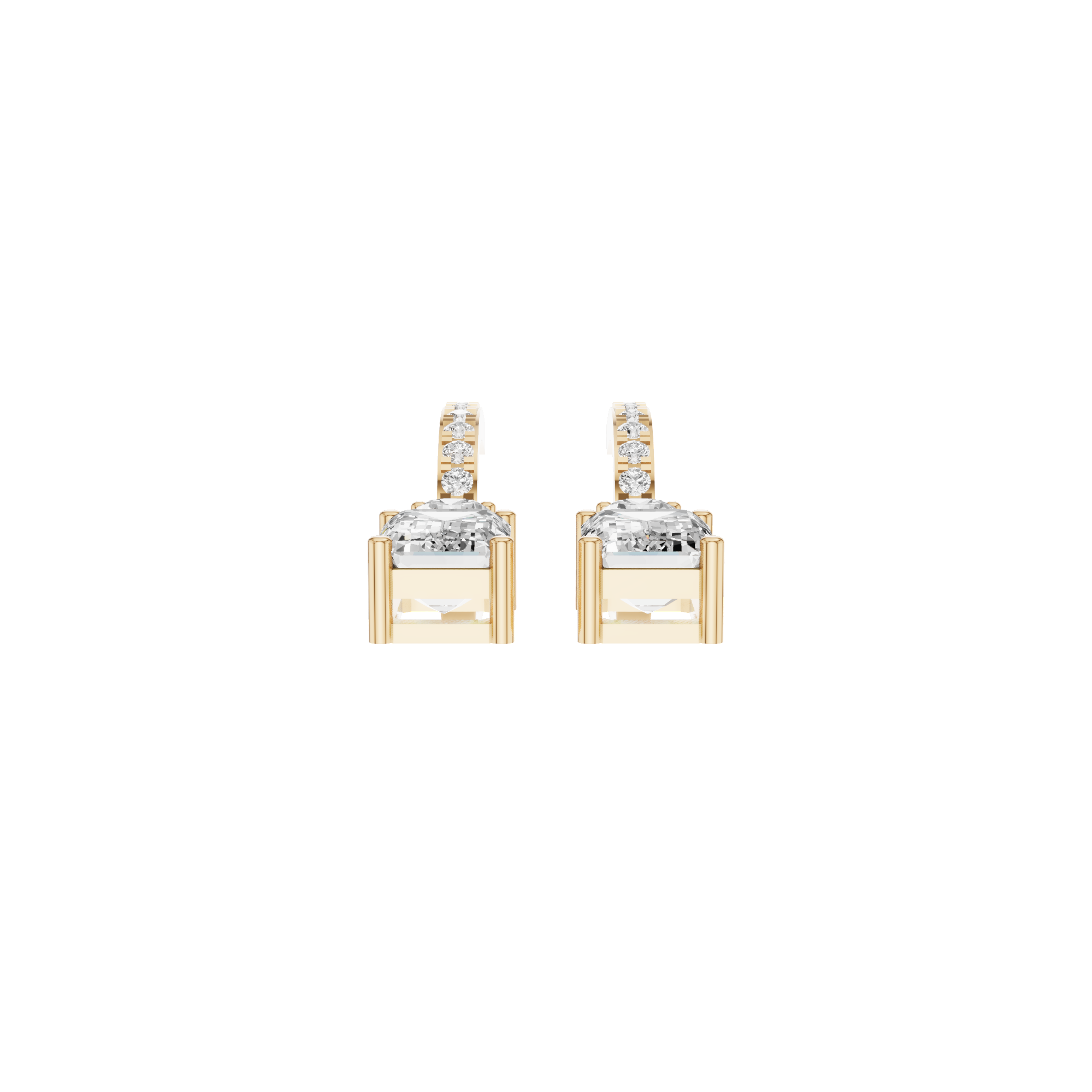 Emerald Cut Drop Hoop Earrings