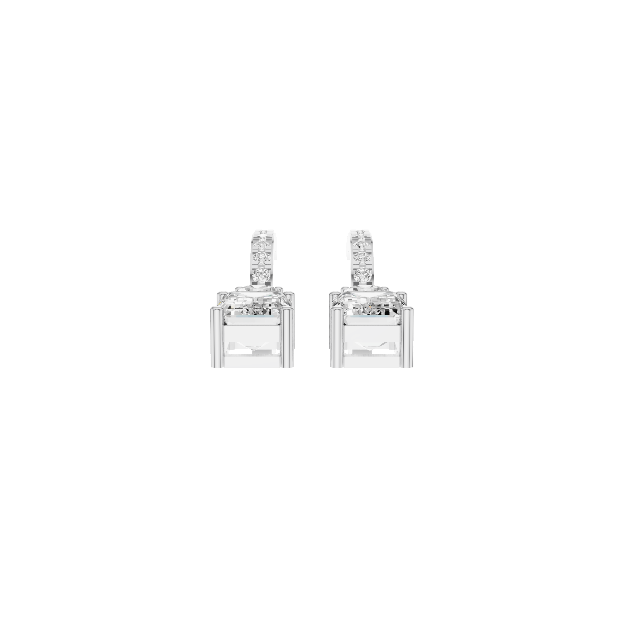 Emerald Cut Drop Hoop Earrings