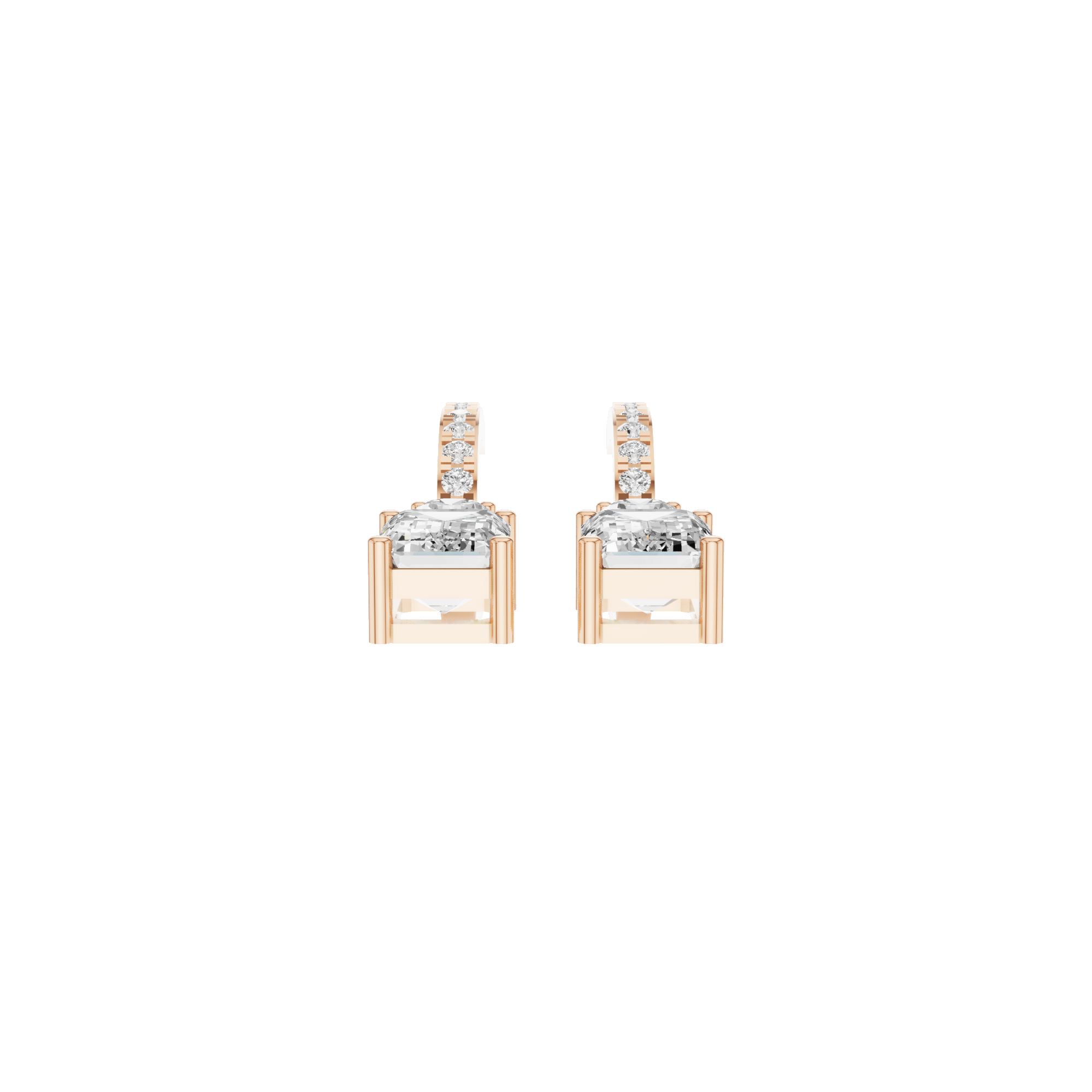 Emerald Cut Drop Hoop Earrings