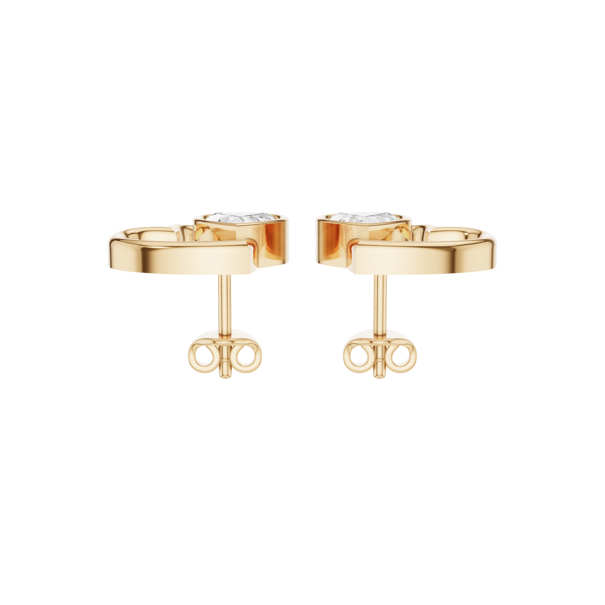 Heart Diamond Stud Earrings