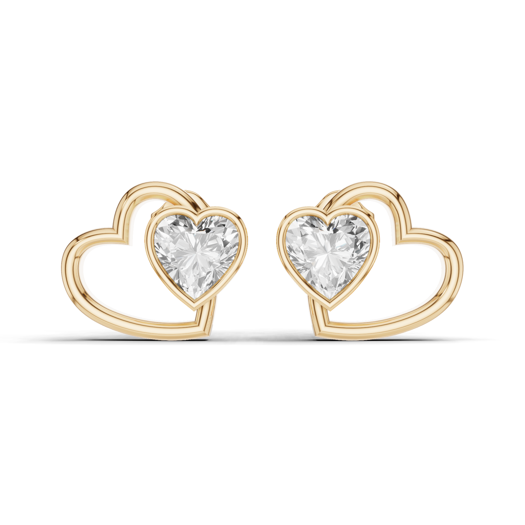 Heart Diamond Stud Earrings