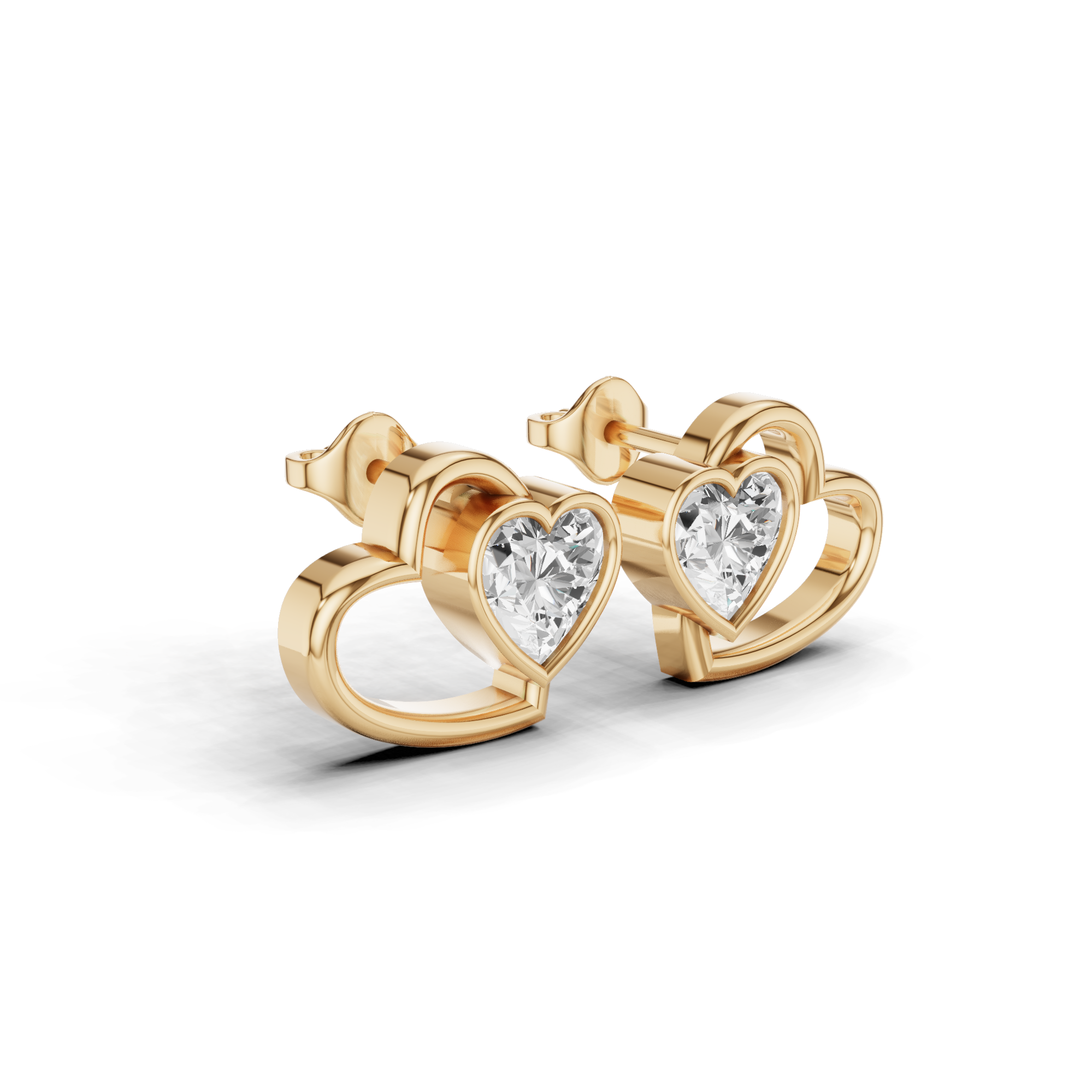 Heart Diamond Stud Earrings