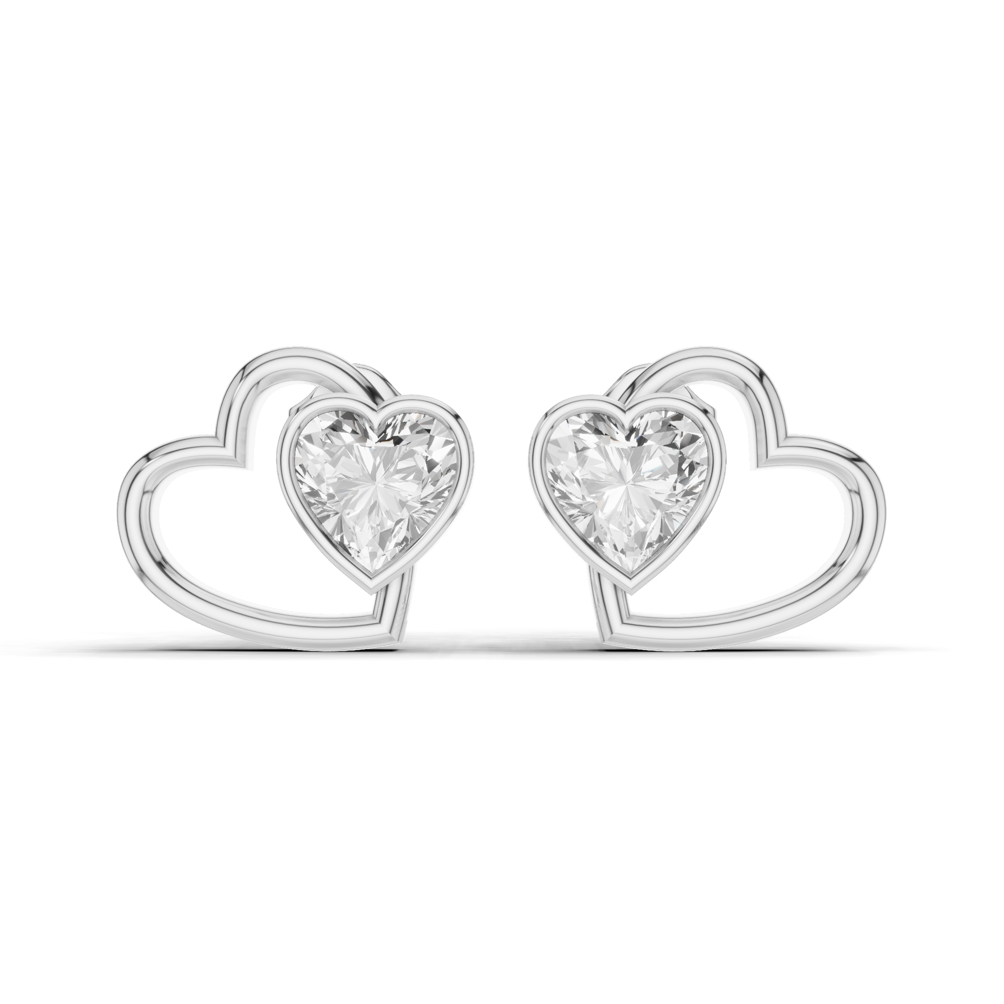 Heart Diamond Stud Earrings