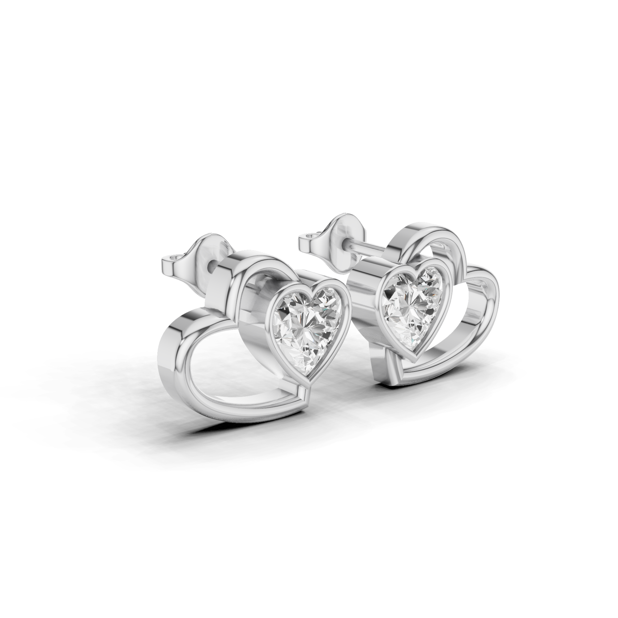 Heart Diamond Stud Earrings