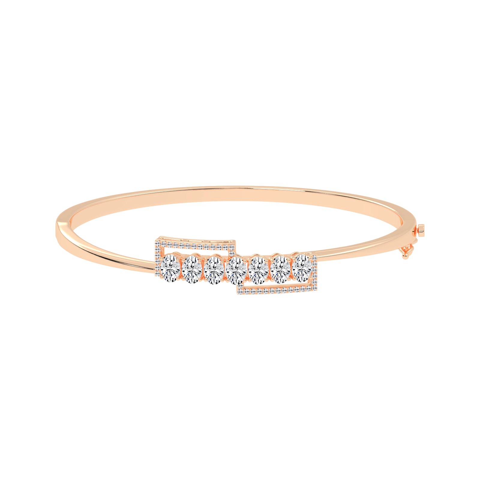 Oval Diamond Cluster Bangle