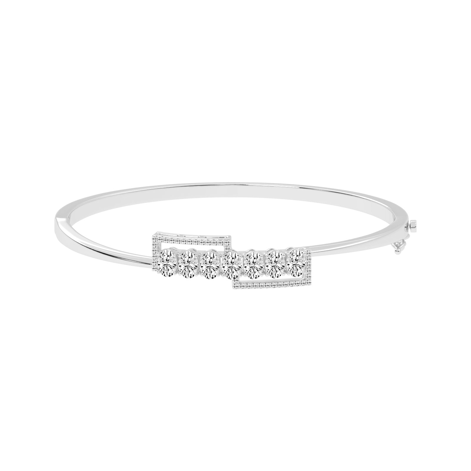 Oval Diamond Cluster Bangle