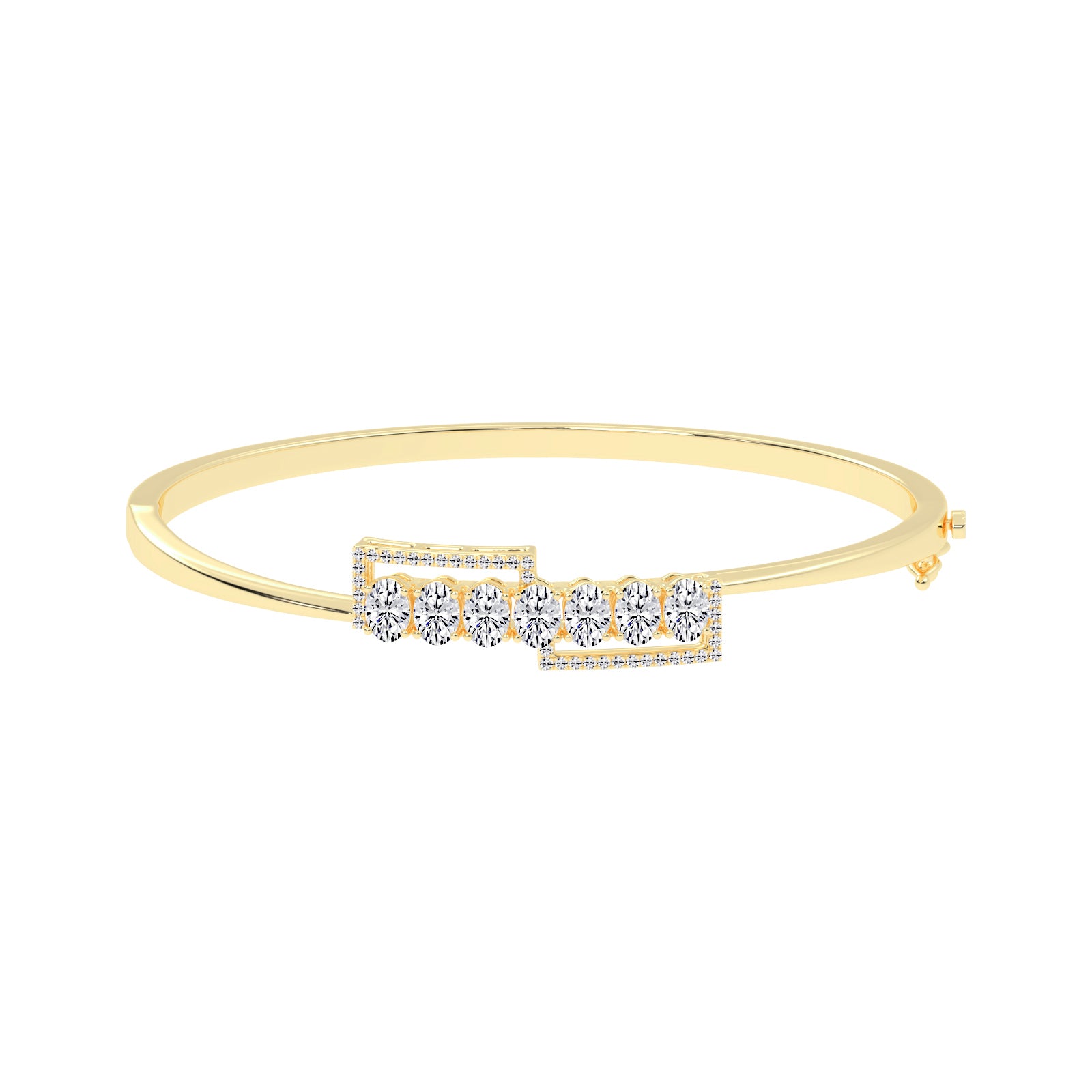 Oval Diamond Cluster Bangle