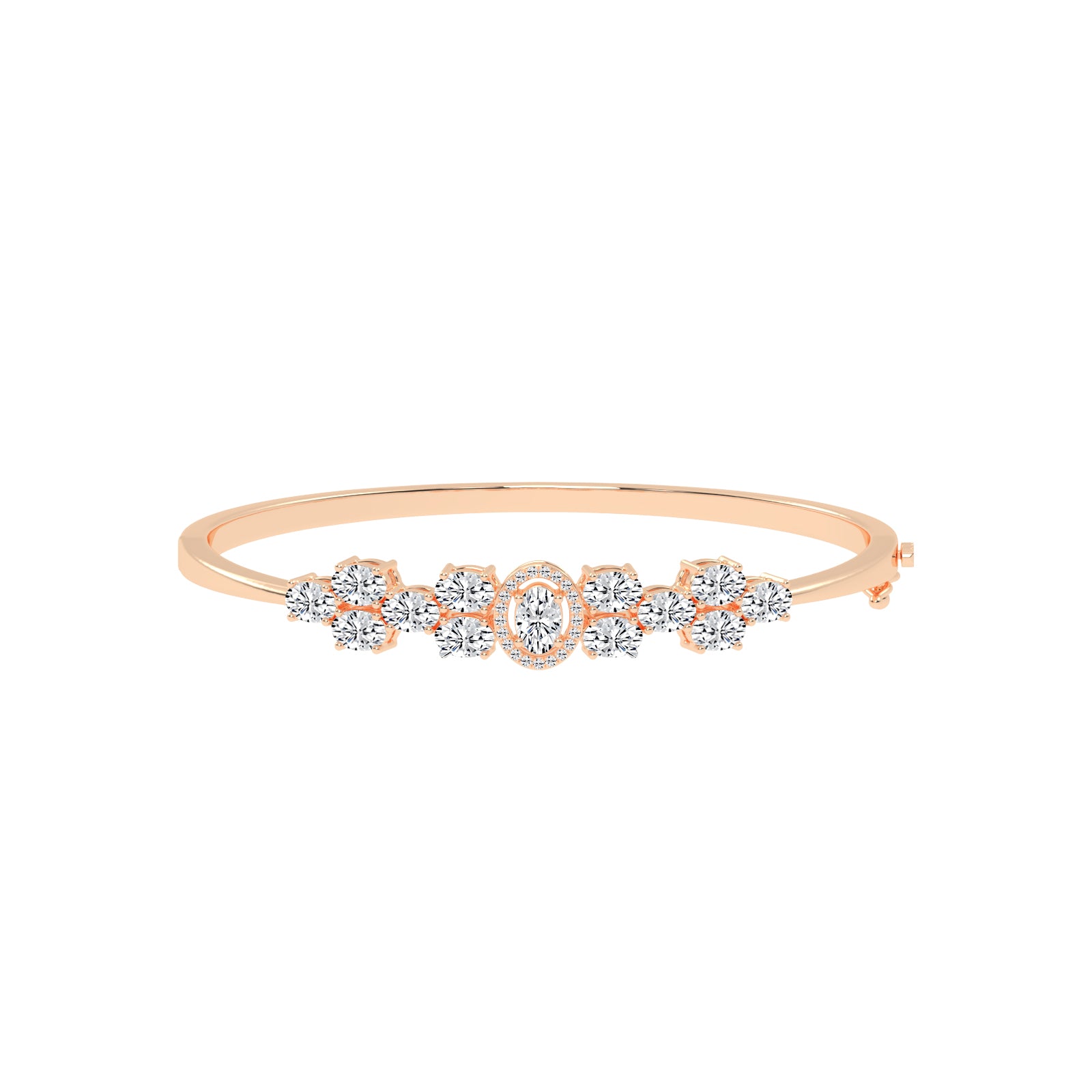 Oval Diamond Halo Bangle