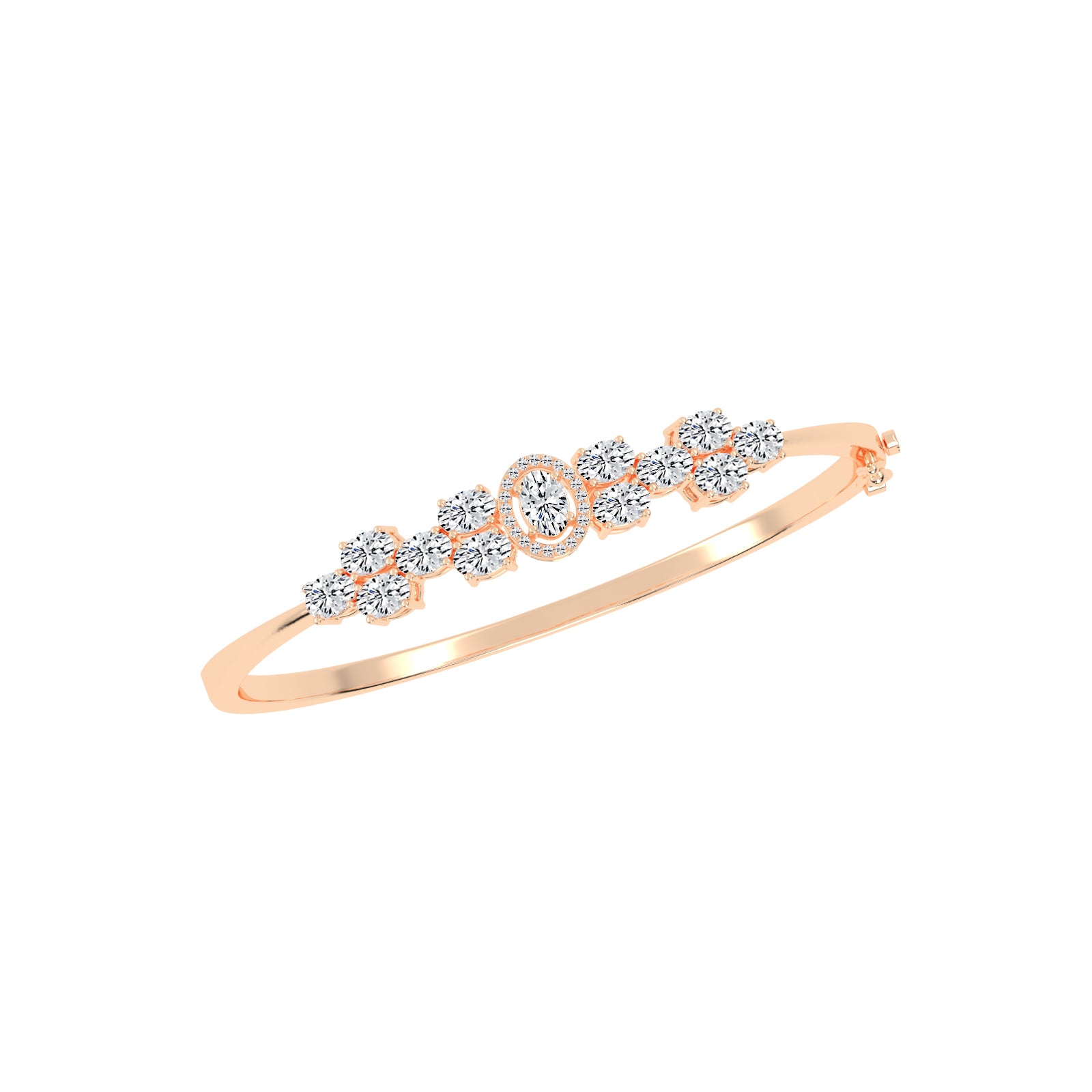 Oval Diamond Halo Bangle