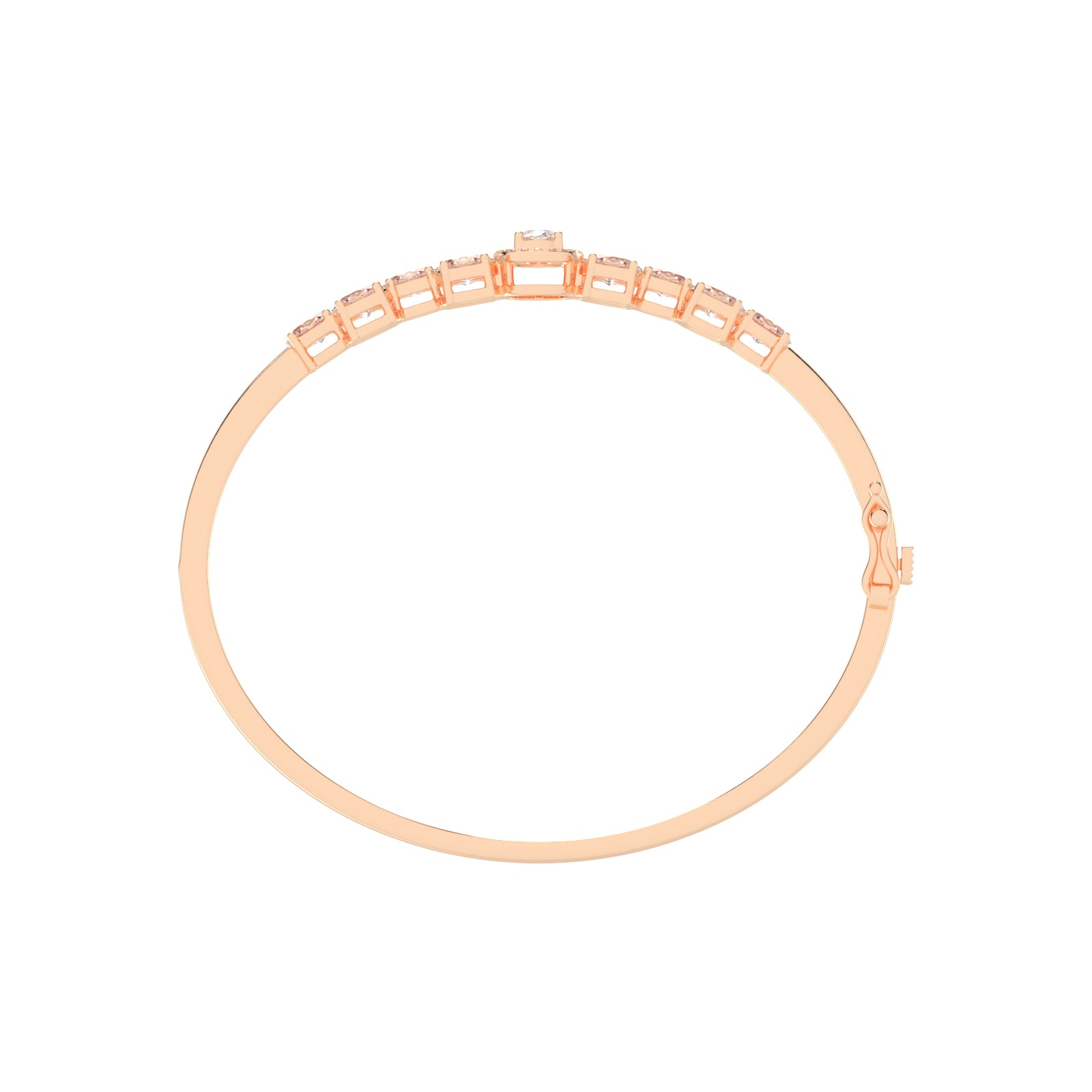 Oval Diamond Halo Bangle