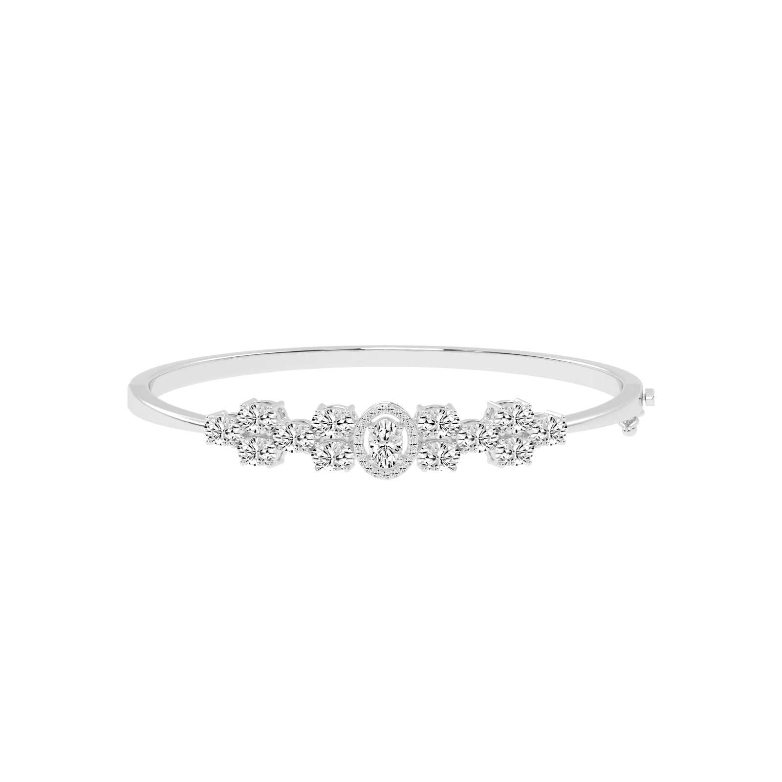 Oval Diamond Halo Bangle