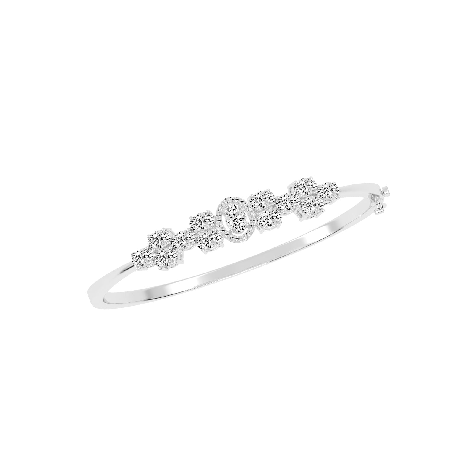 Oval Diamond Halo Bangle