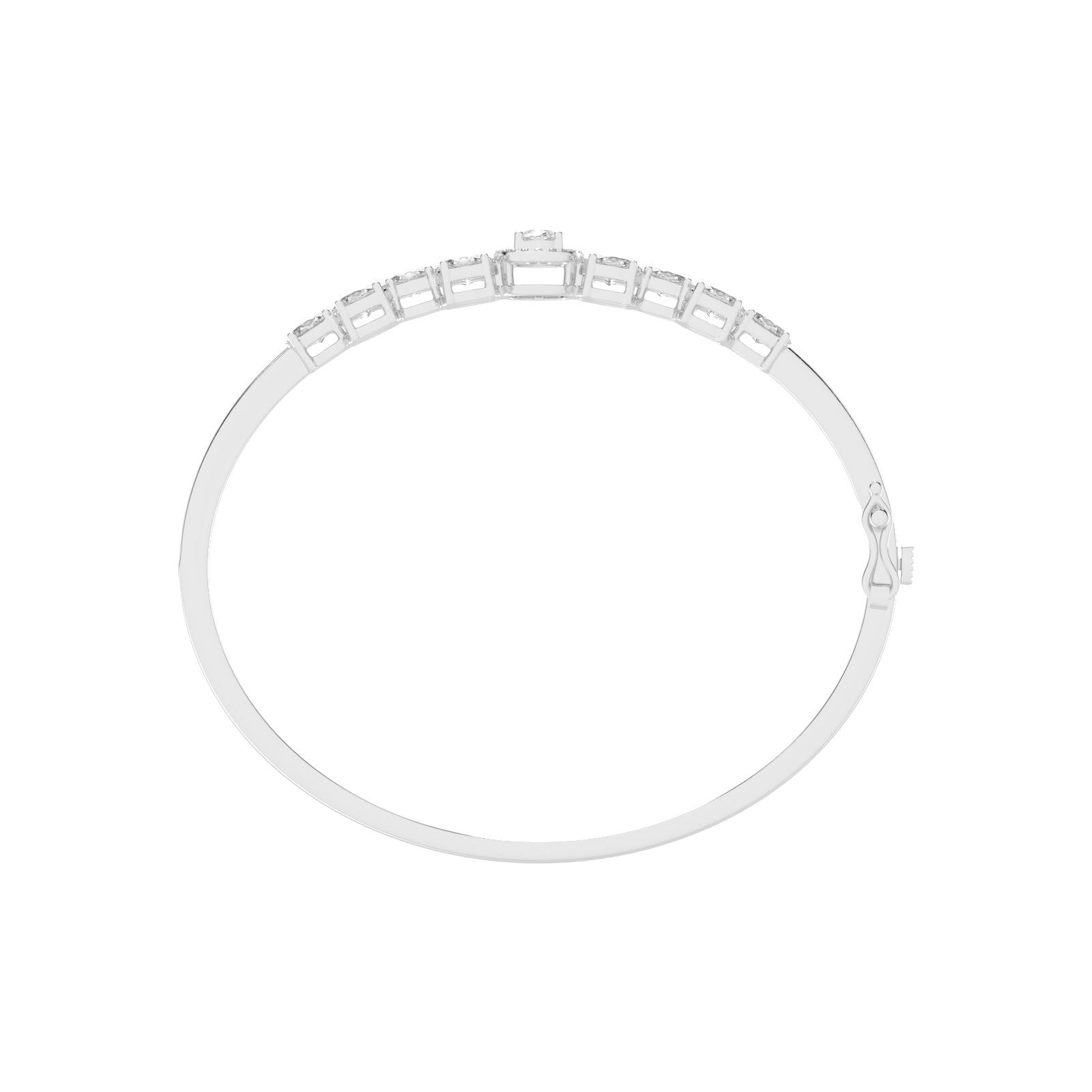 Oval Diamond Halo Bangle