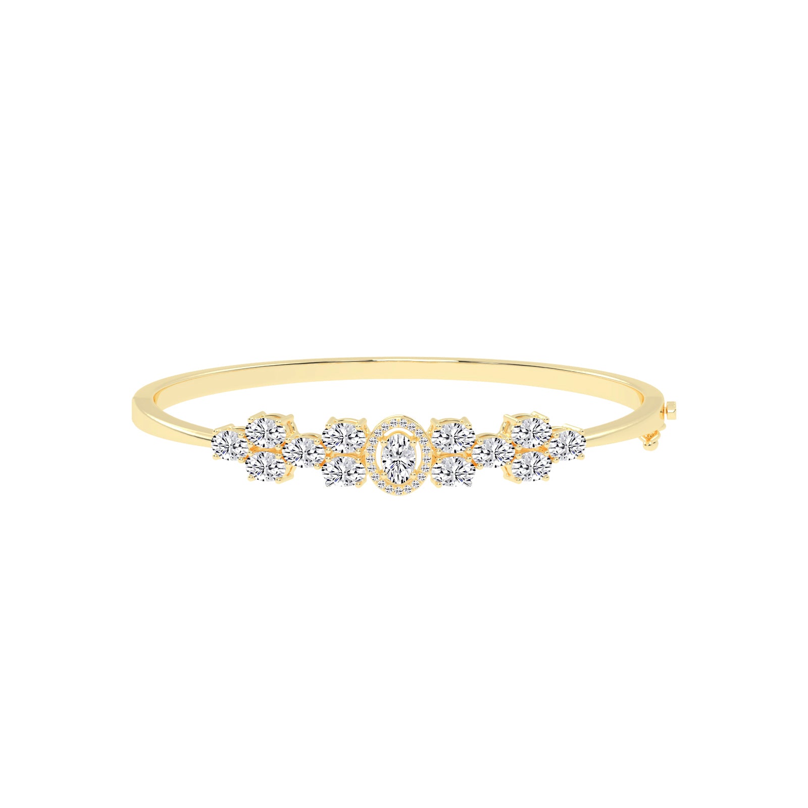 Oval Diamond Halo Bangle