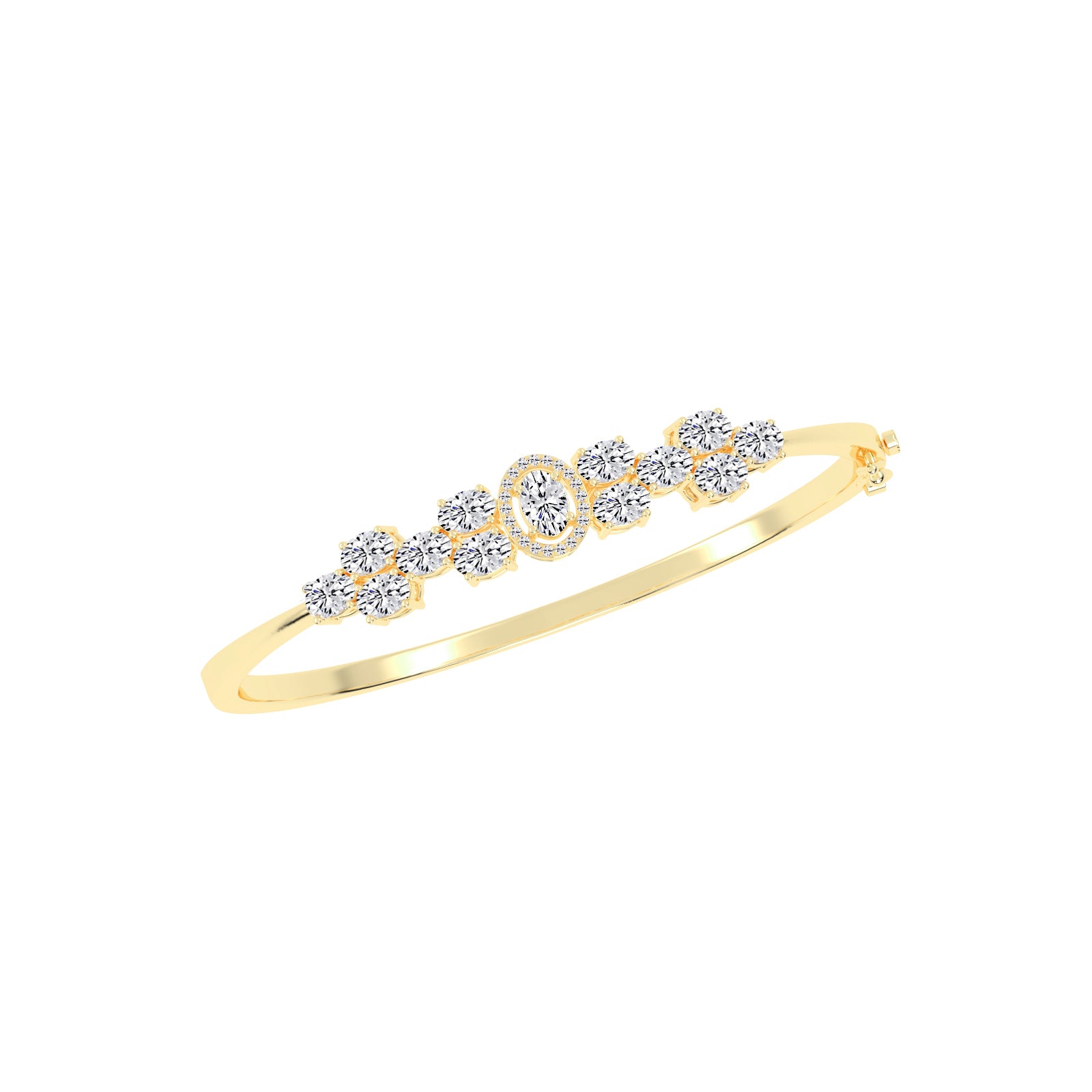 Oval Diamond Halo Bangle