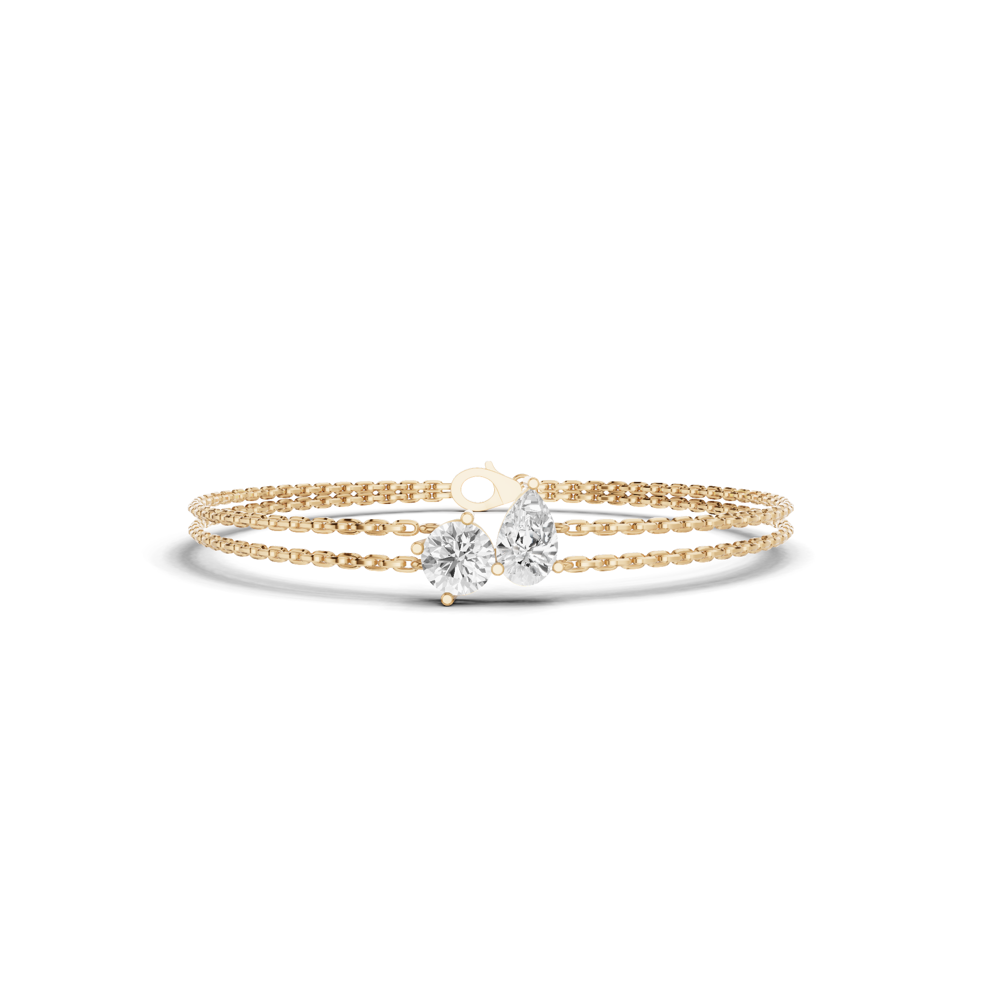 Pear & Round Double Chain Bracelet 1.05 CT
