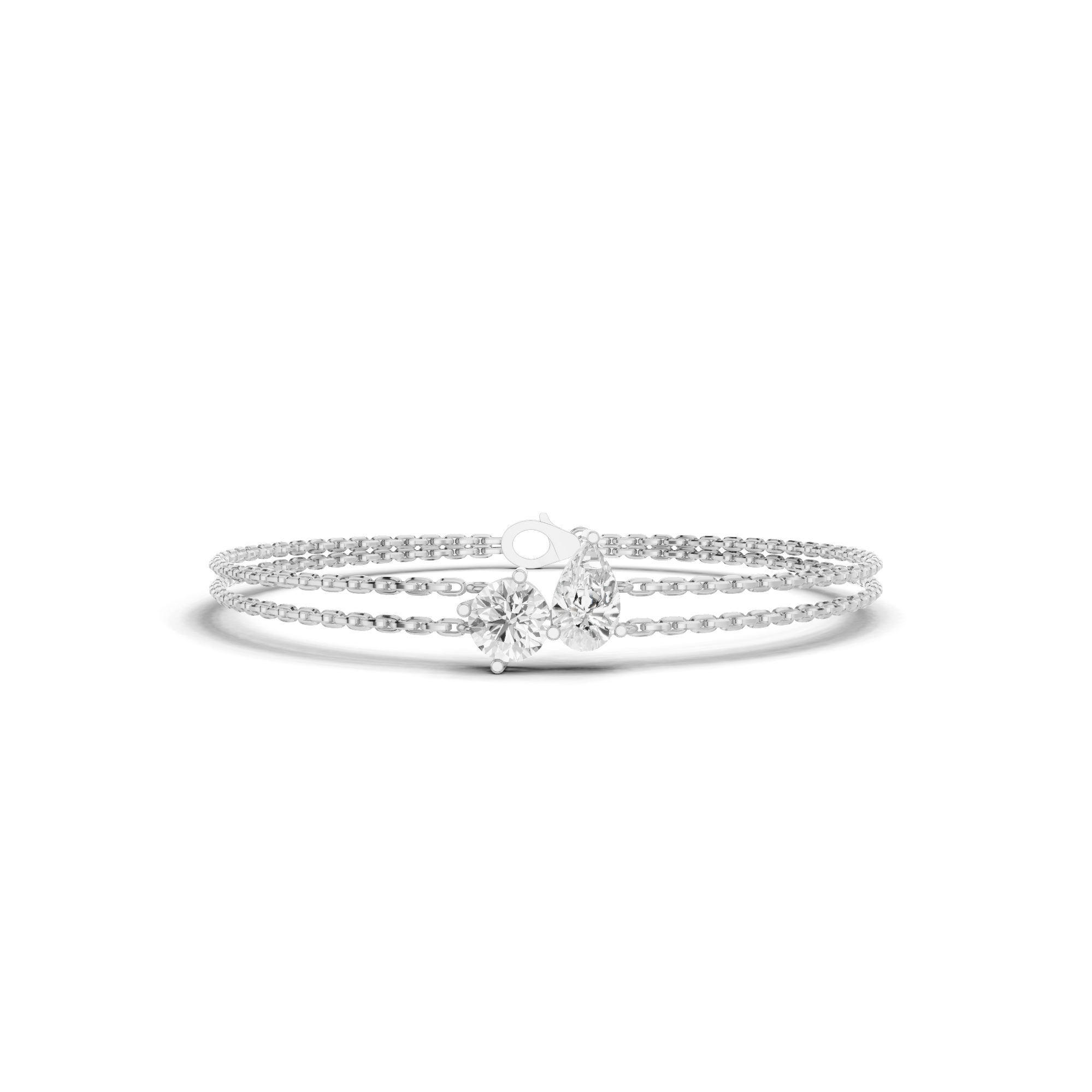 Pear & Round Double Chain Bracelet 1.05 CT