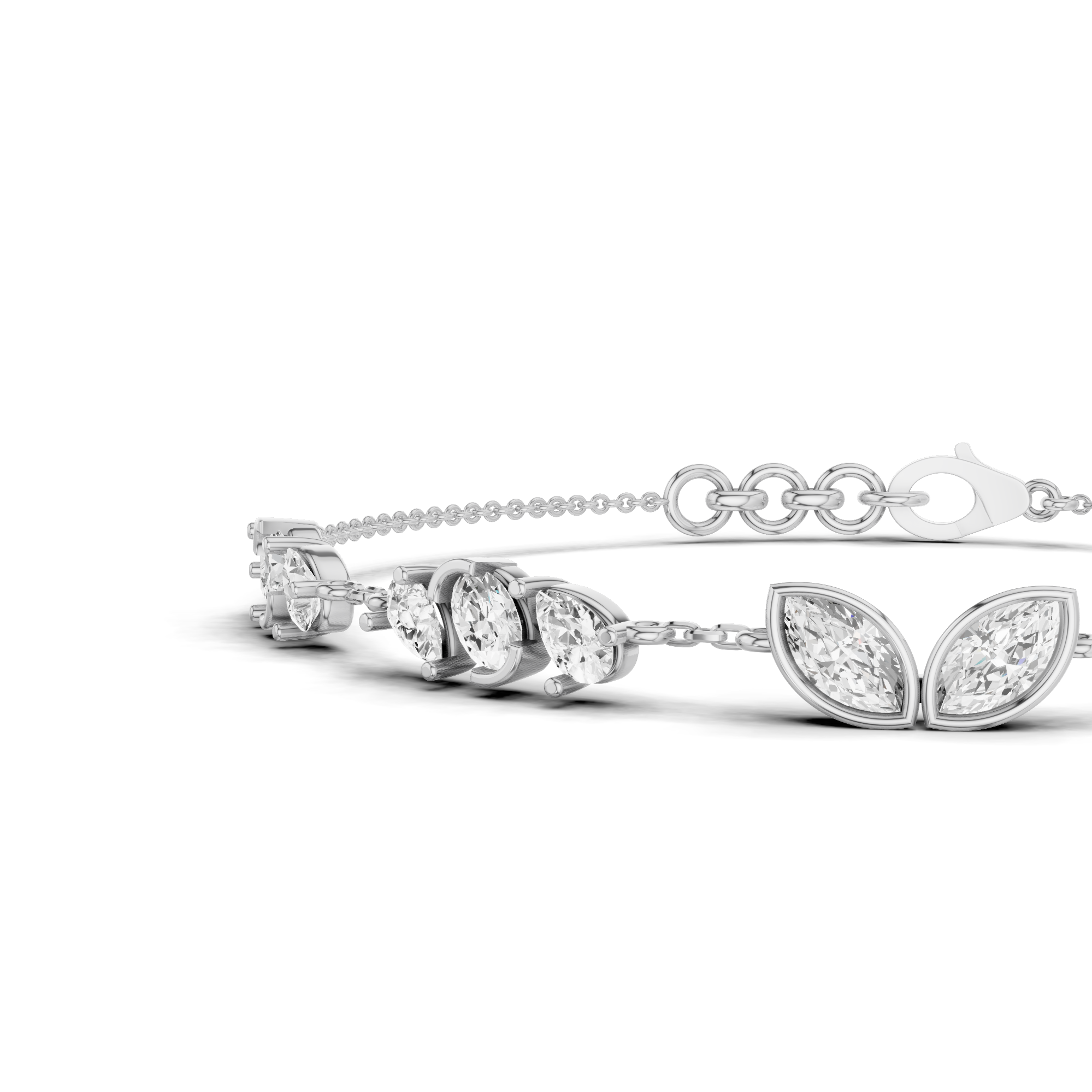 Pear, Oval & Marquise Station Bracelet 1.84 CT