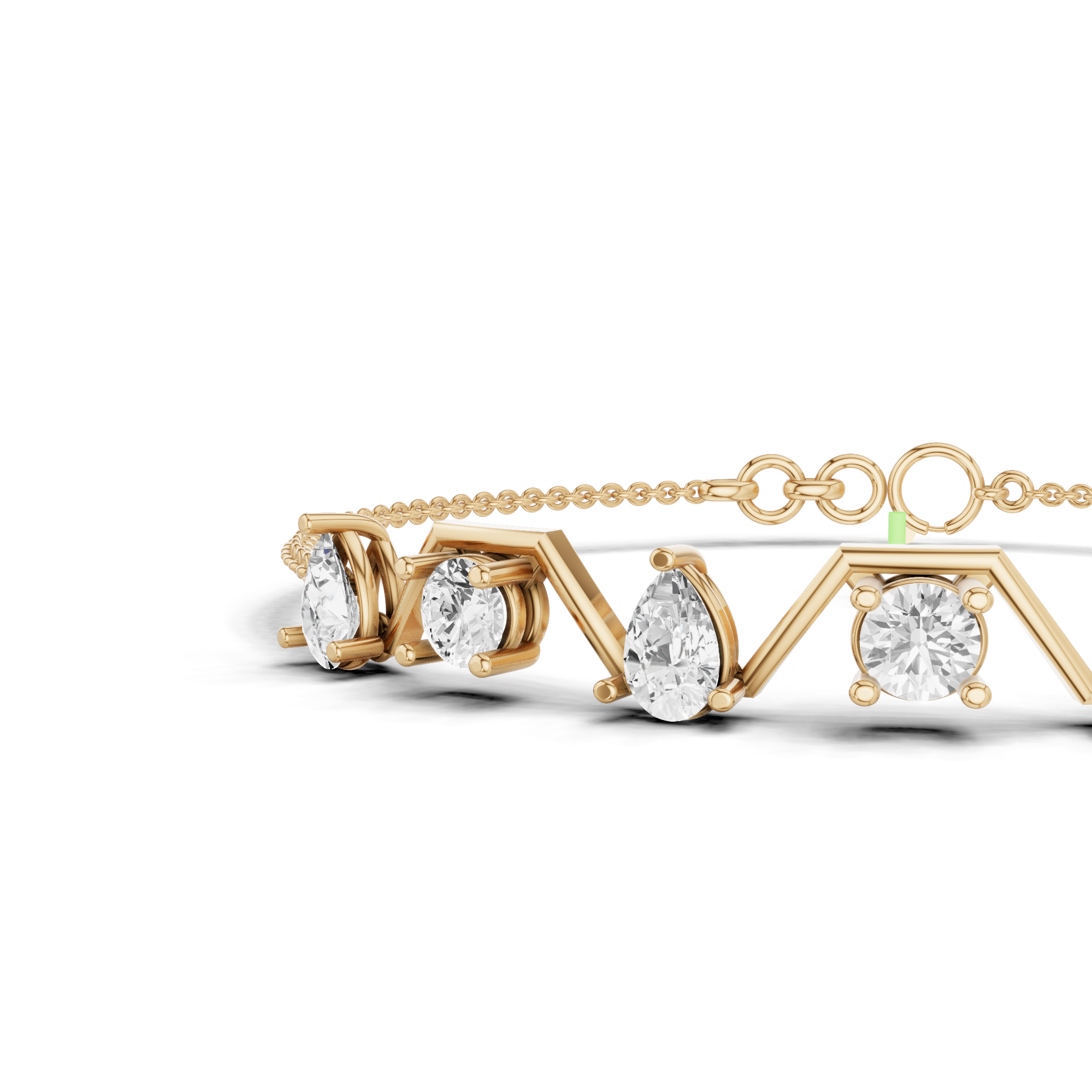 Pear & Round Zig-Zag Link Bracelet 1.66 CT