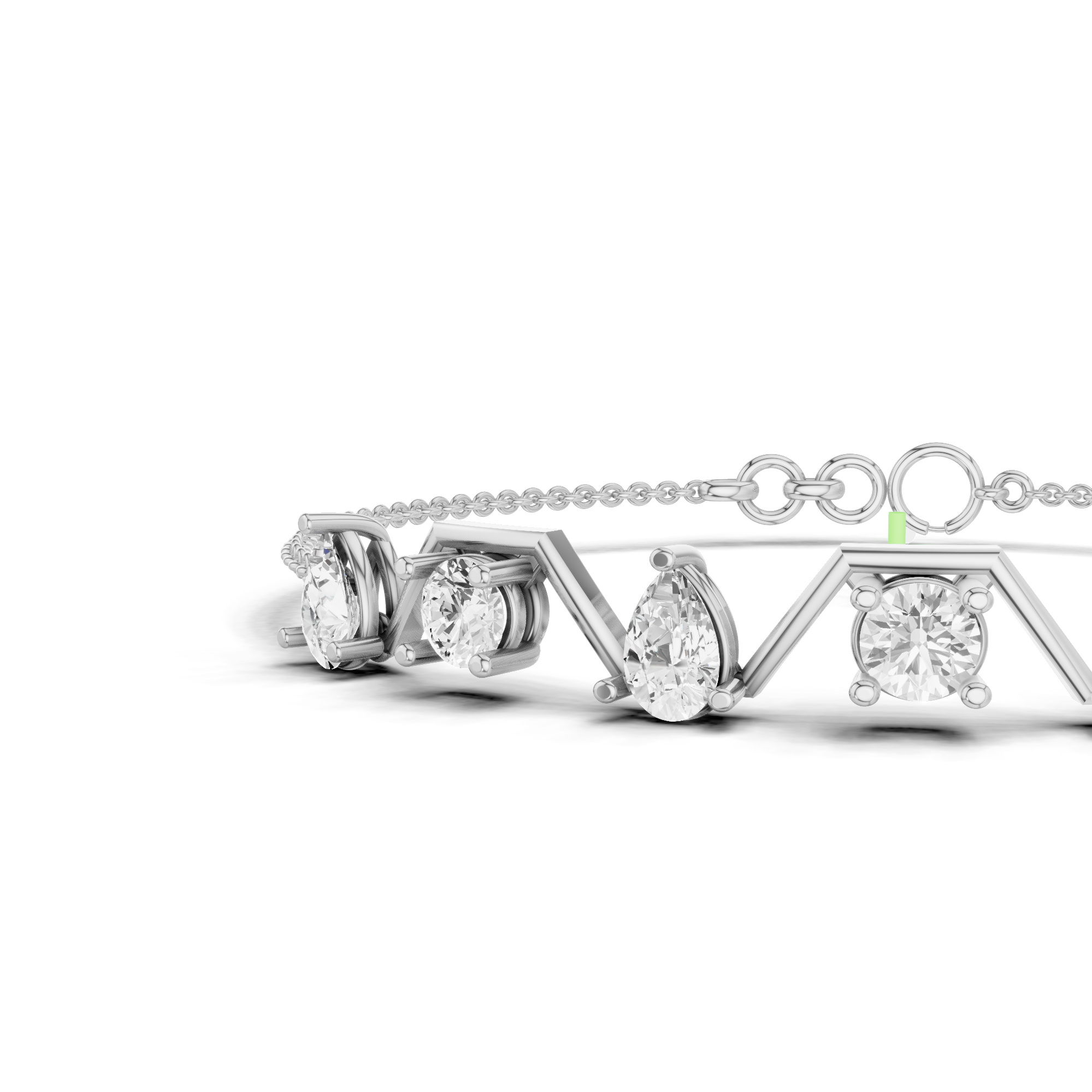 Pear & Round Zig-Zag Link Bracelet 1.66 CT