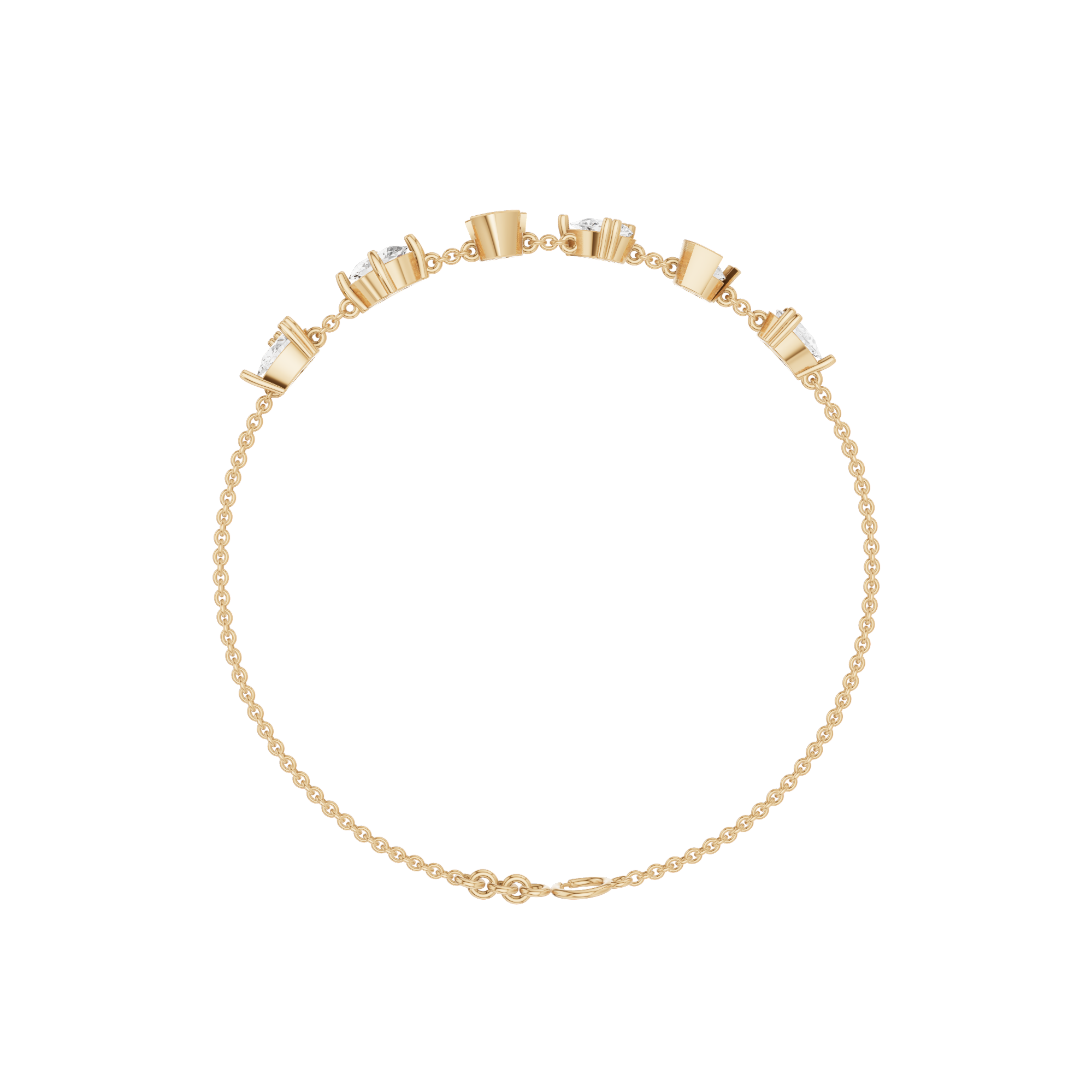 Alternating Pear, Oval & Round Station Bracelet 1.36 CT