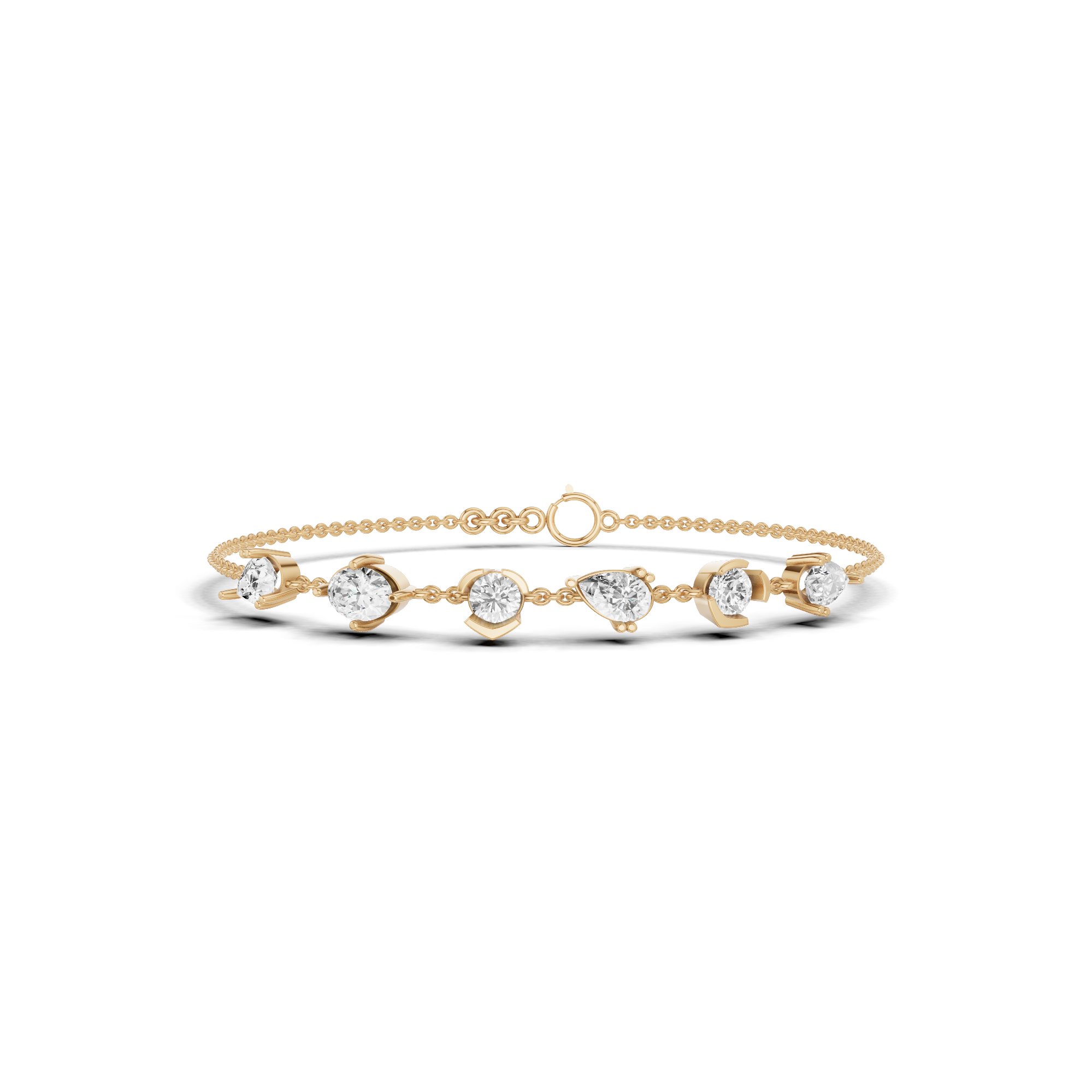 Alternating Pear, Oval & Round Station Bracelet 1.36 CT