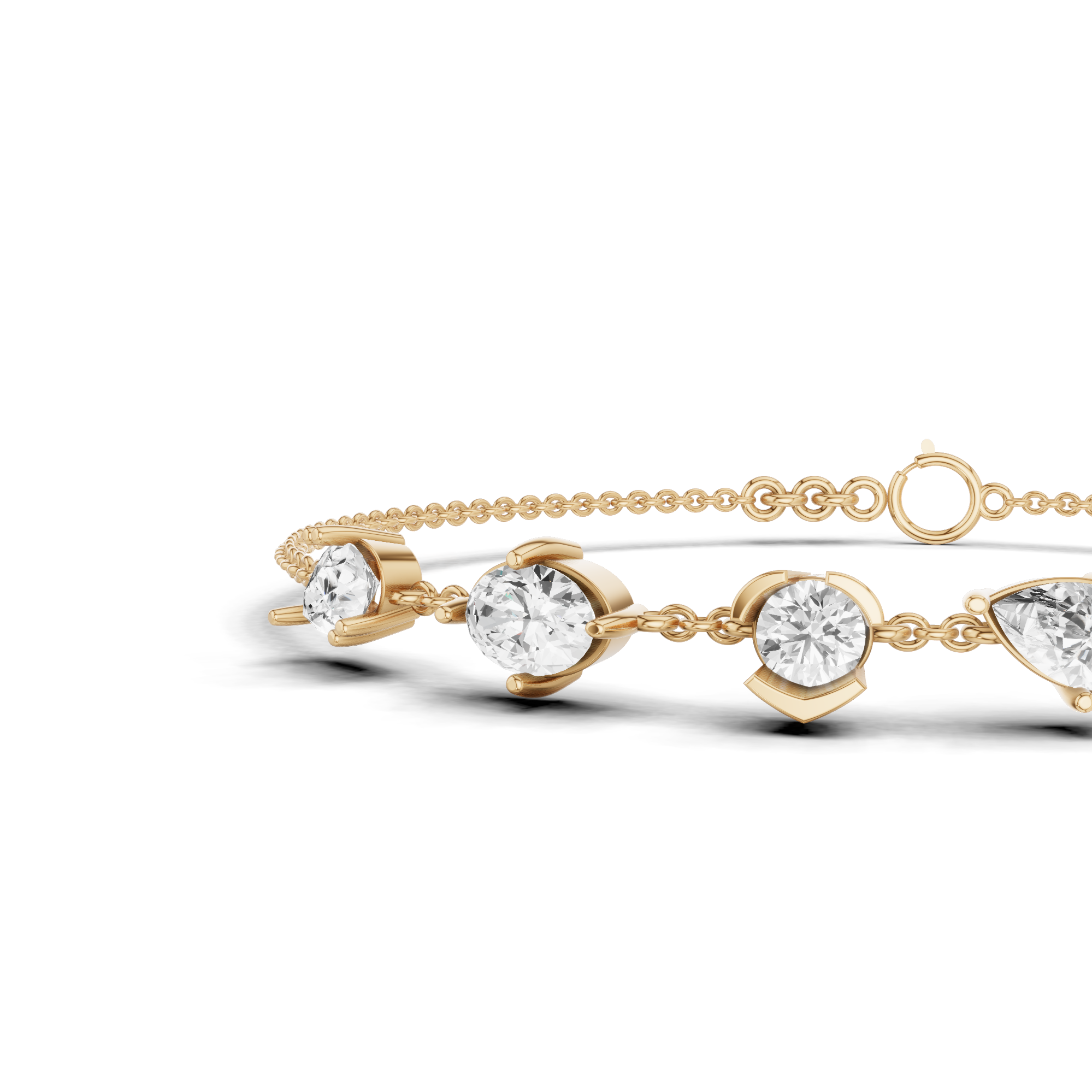 Alternating Pear, Oval & Round Station Bracelet 1.36 CT
