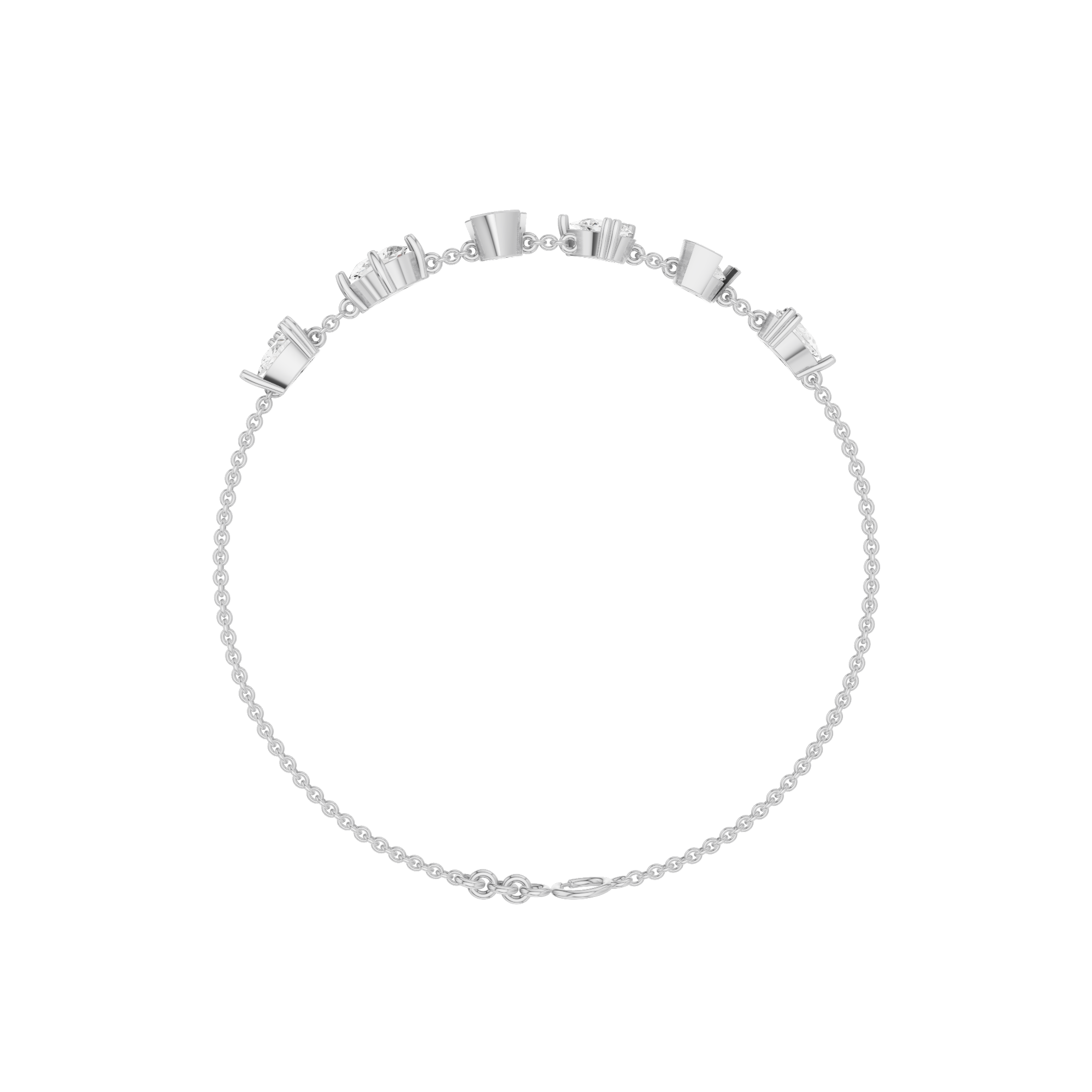 Alternating Pear, Oval & Round Station Bracelet 1.36 CT