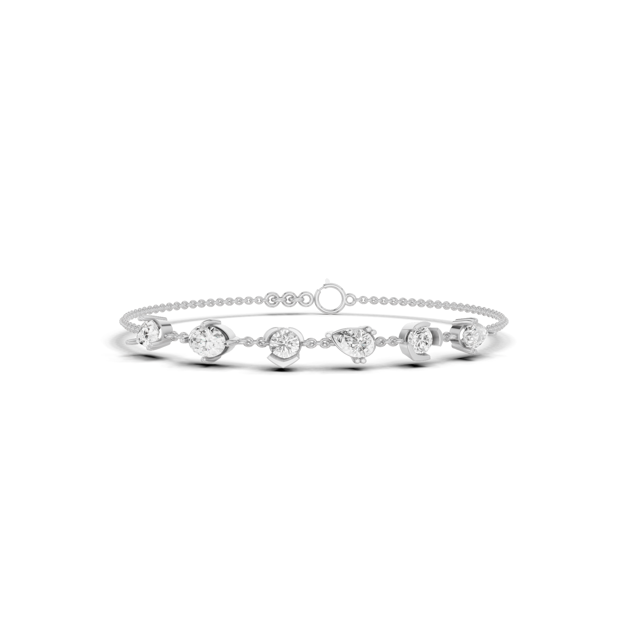Alternating Pear, Oval & Round Station Bracelet 1.36 CT