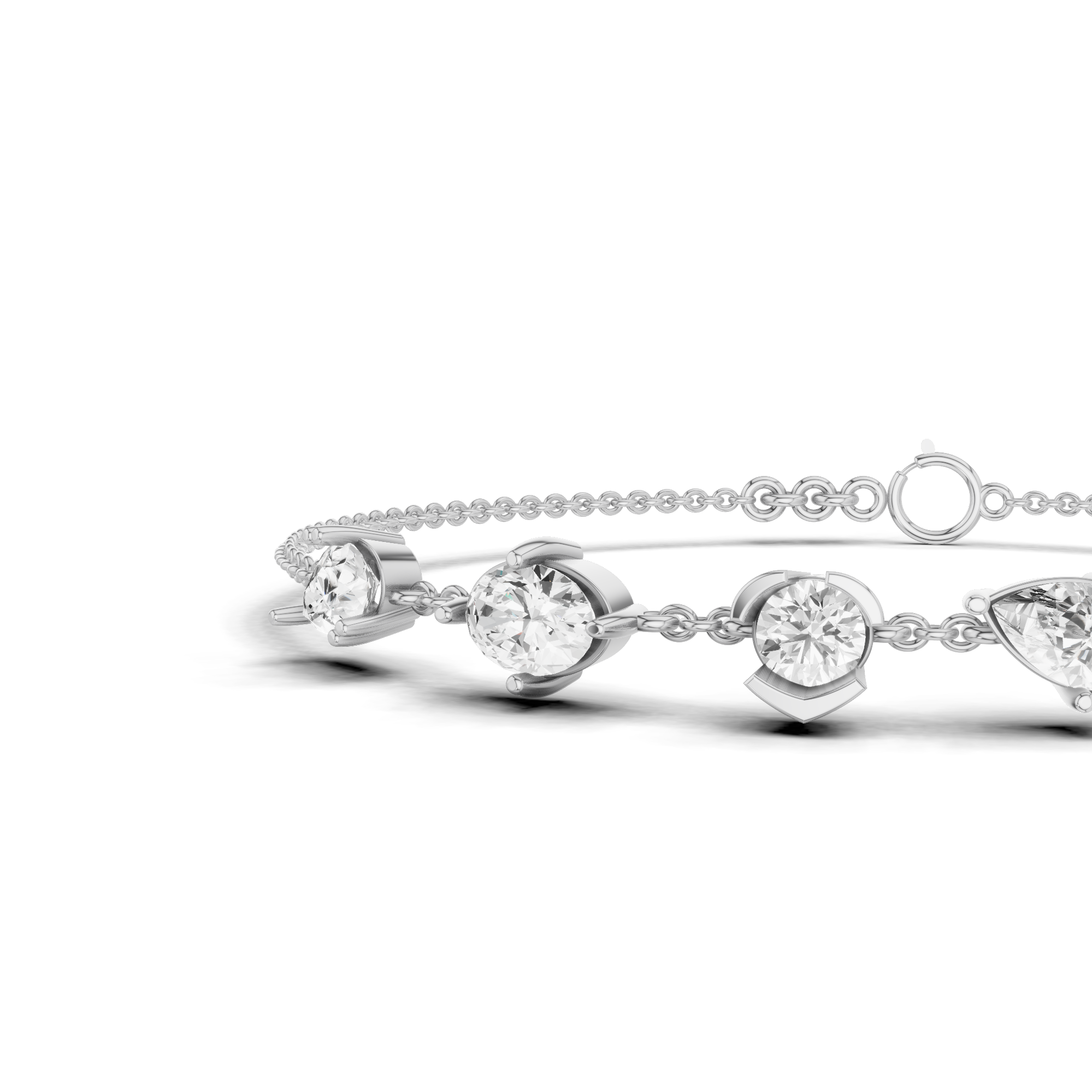 Alternating Pear, Oval & Round Station Bracelet 1.36 CT