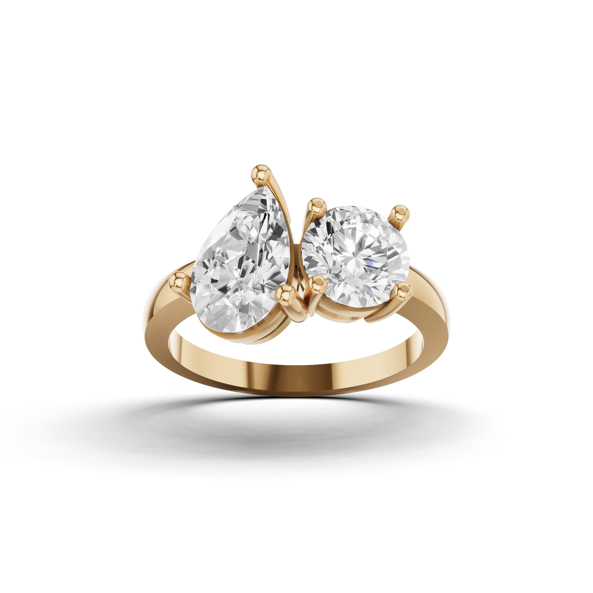Pear and Round Toi Et Moi Ring