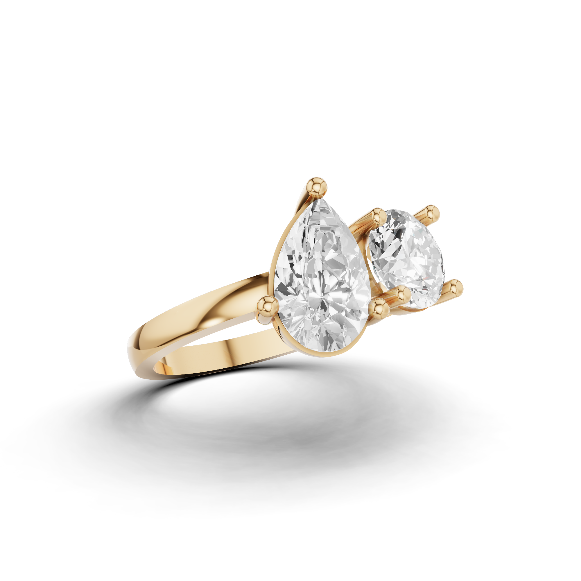 Pear and Round Toi Et Moi Ring