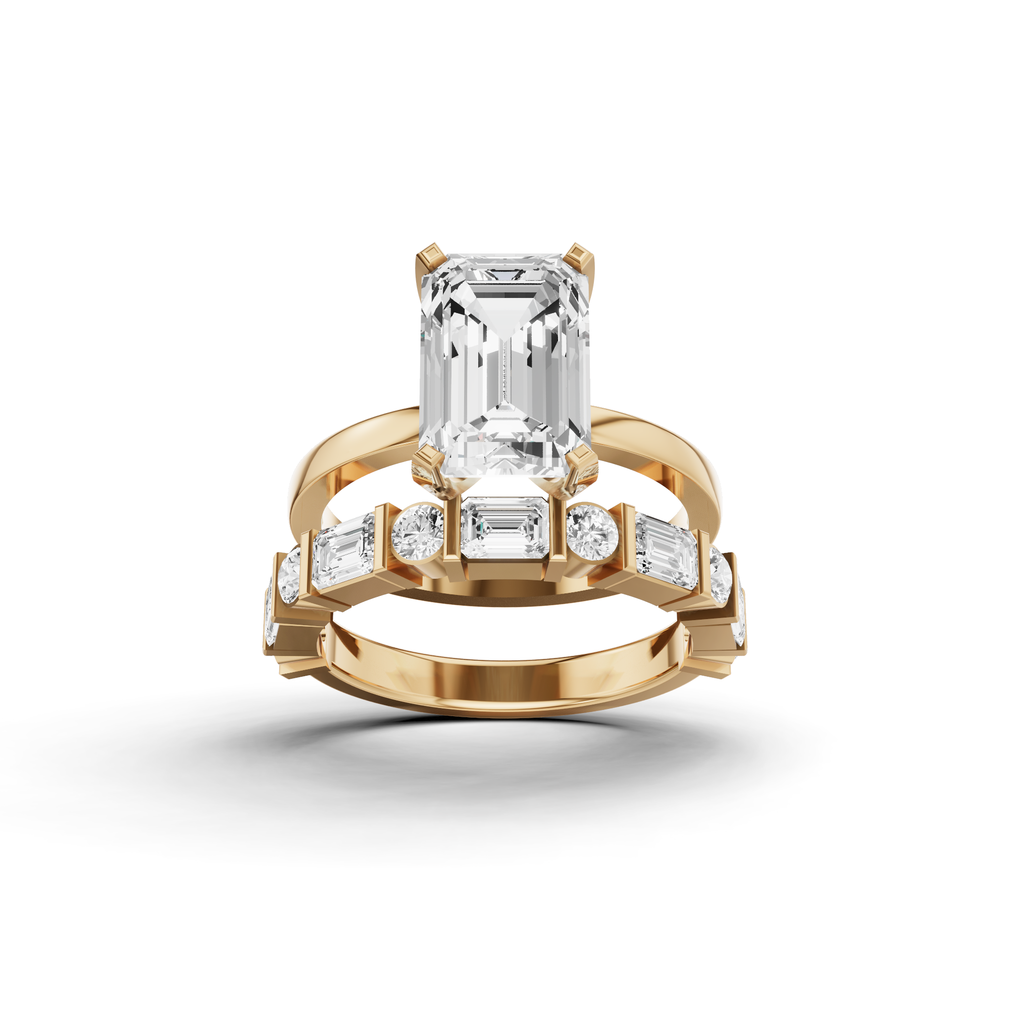 Emerald Cut Bridal Ring Set