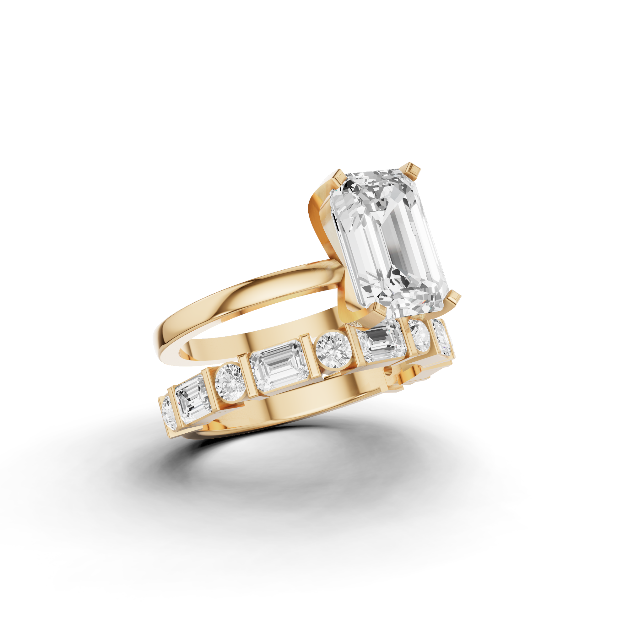 Emerald Cut Bridal Ring Set
