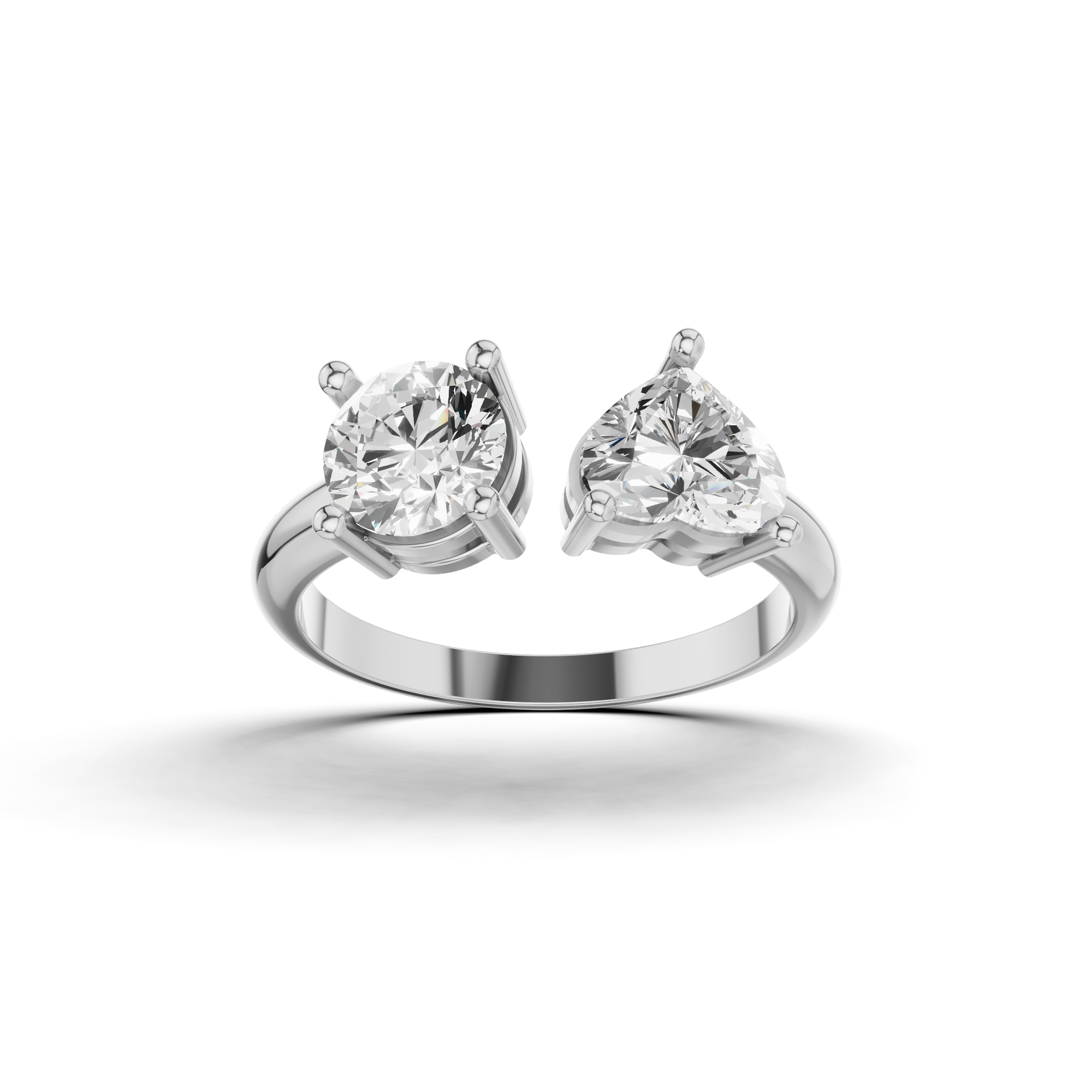 Round and Heart Cut Two Stone Ring