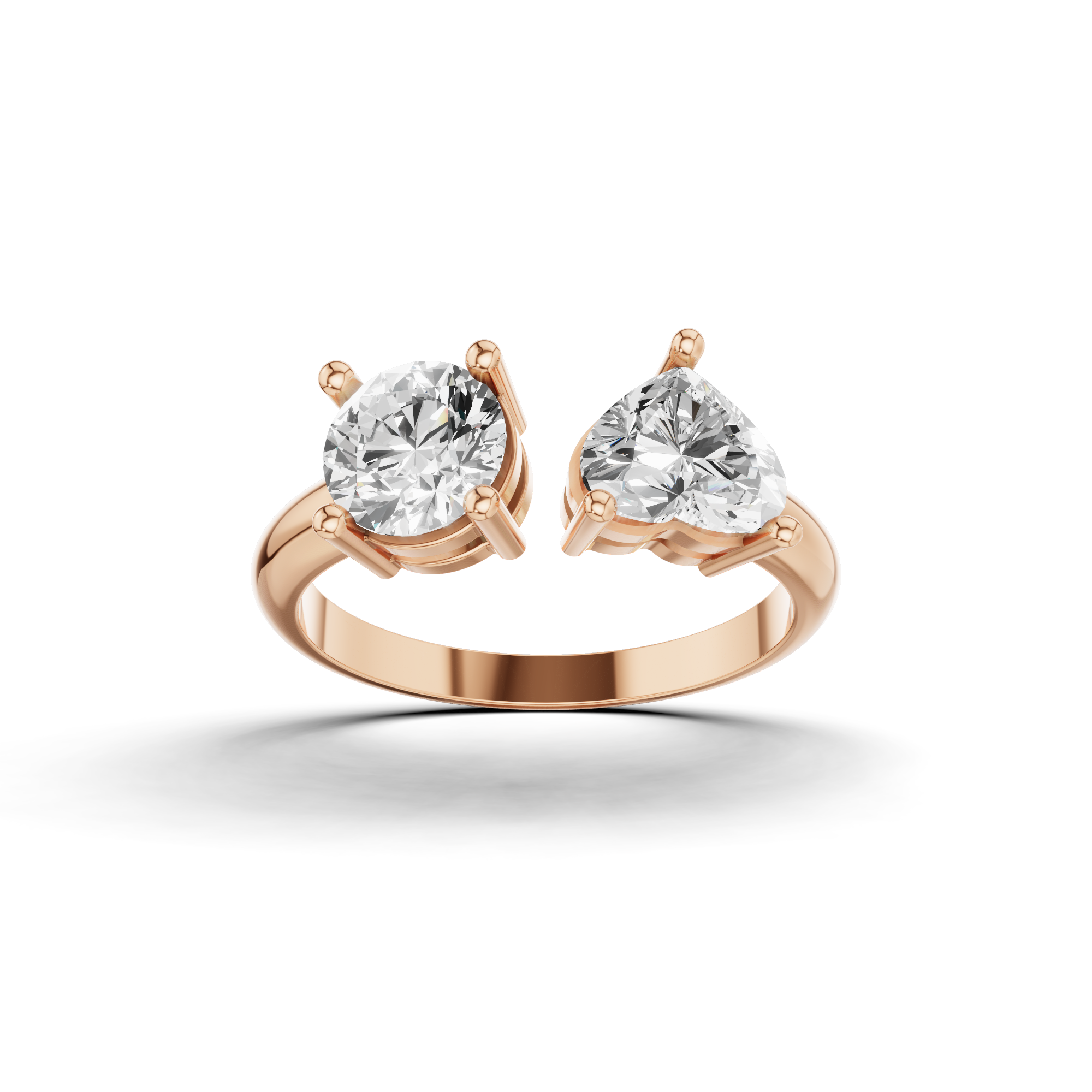 Round and Heart Cut Two Stone Ring